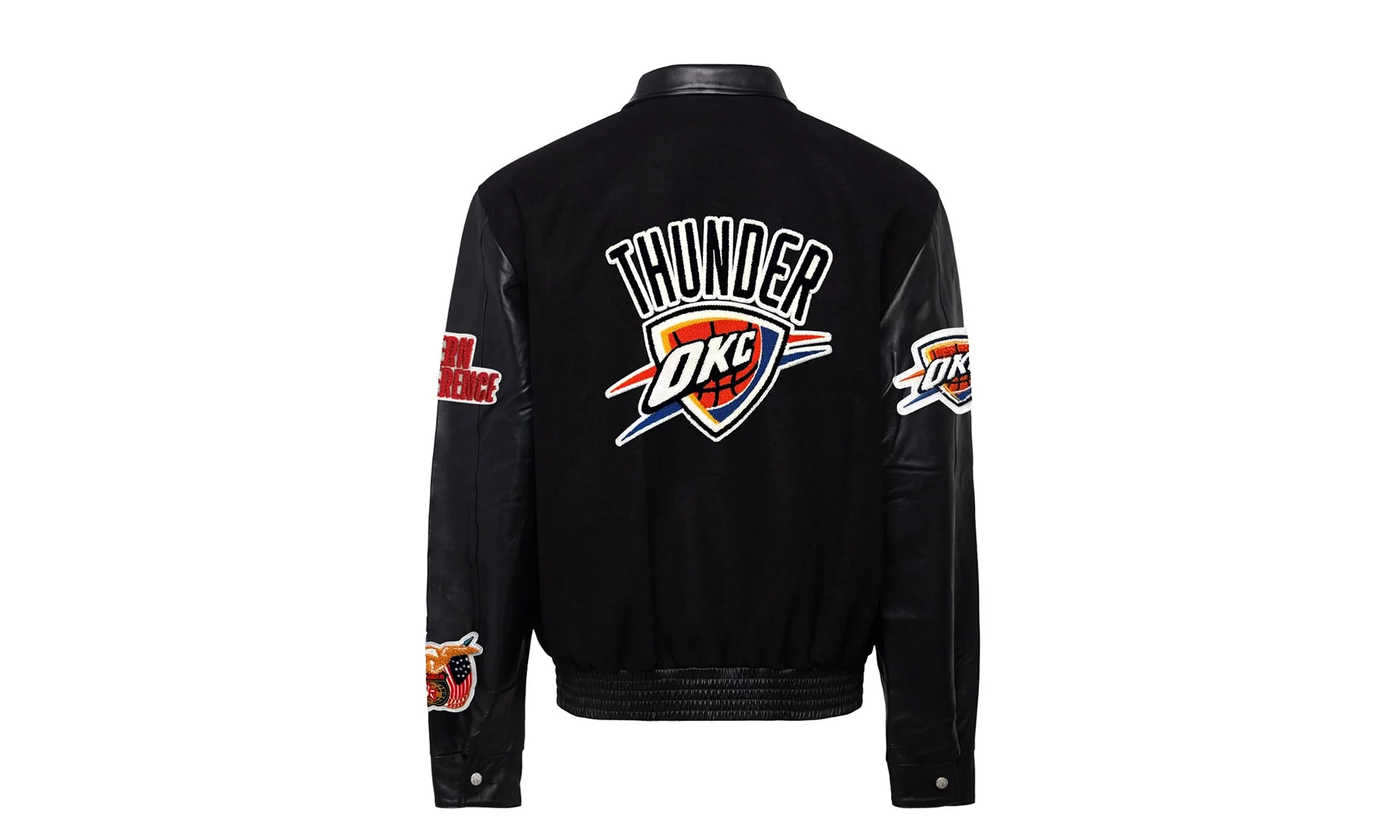 Oklahoma City Thunder Wool & Leather Varsity Jacket "Black" NBA OKL THU 105 - Image 2