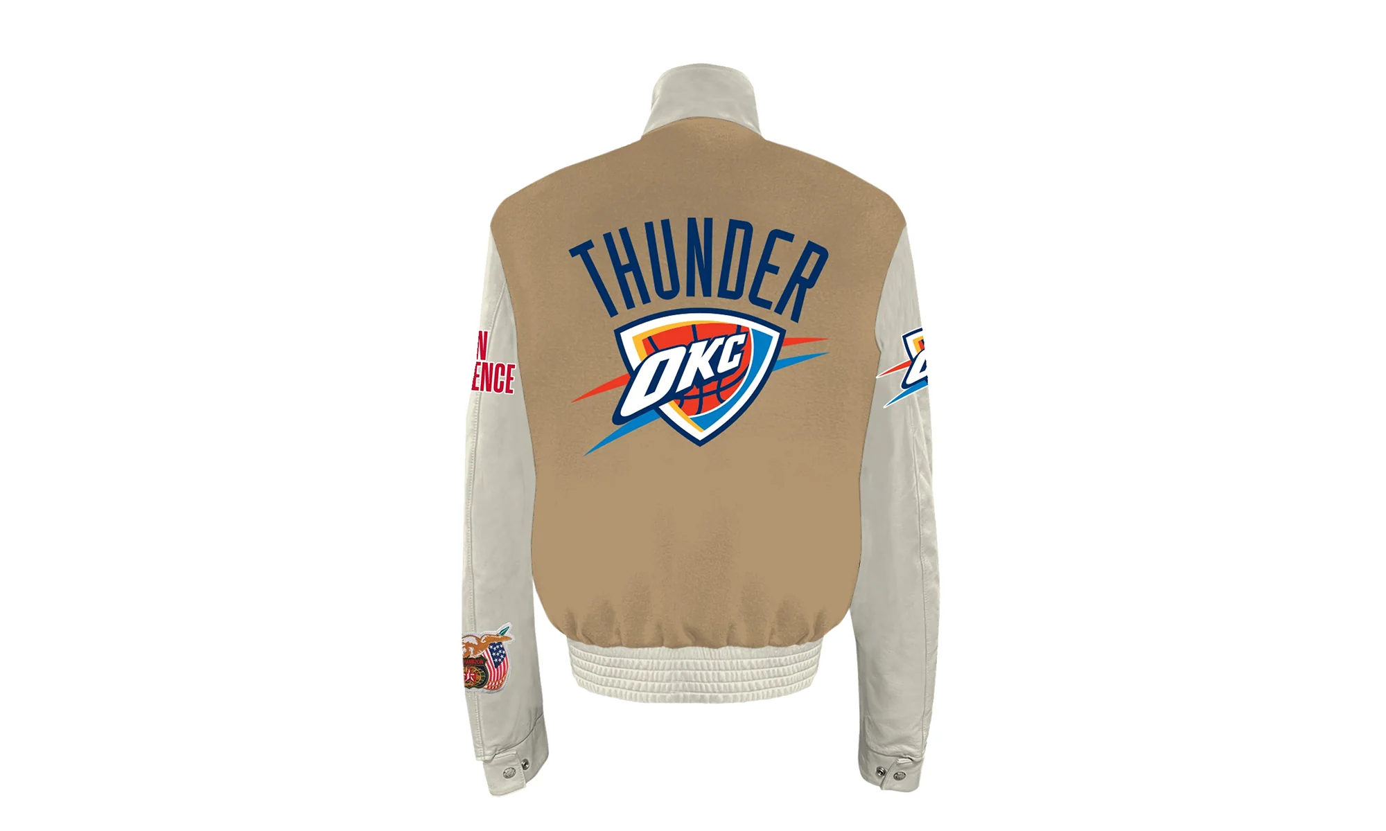 Oklahoma City Thunder Wool & Leather Varsity Jacket "Camel" NBA 004CAM OKC - Image 2