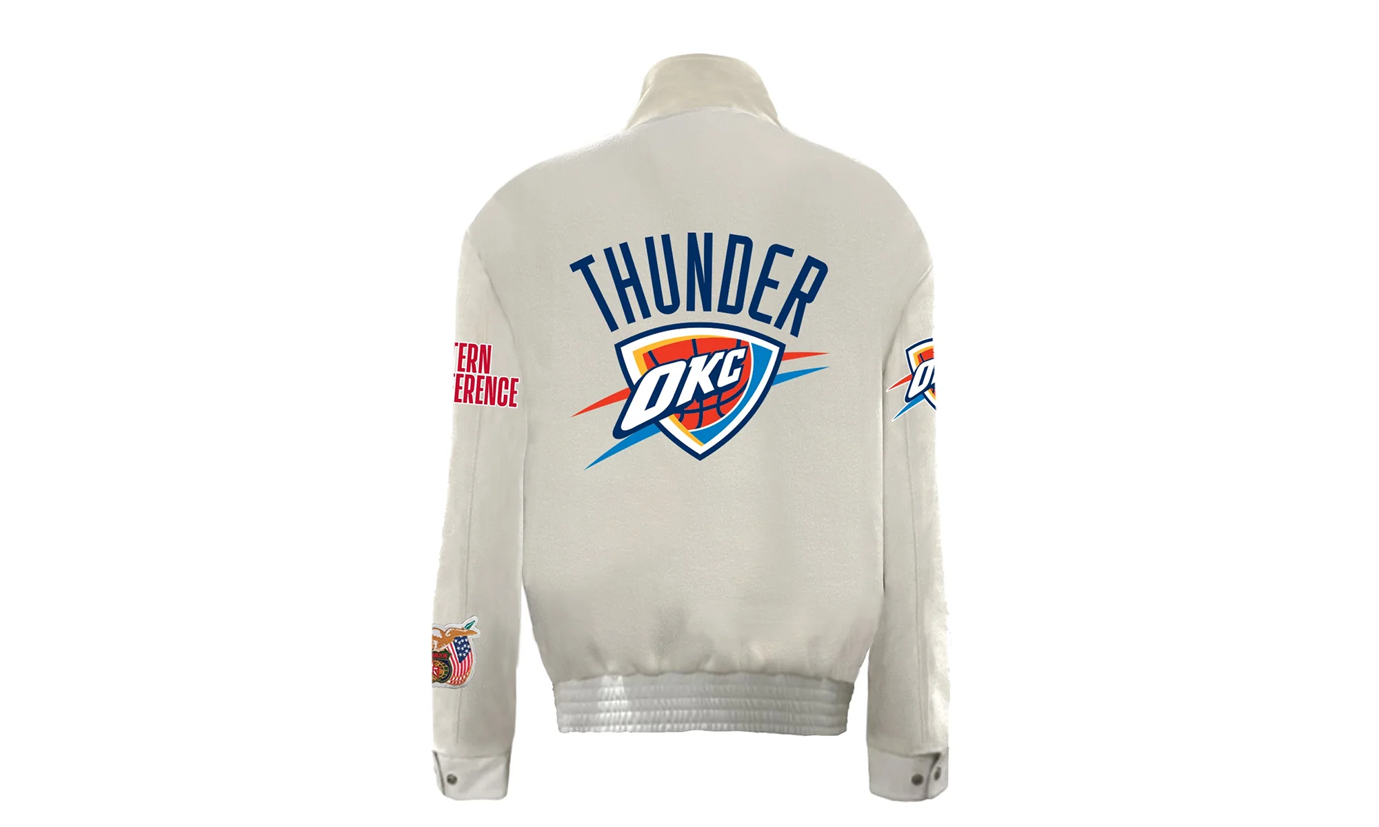 Oklahoma City Thunder Wool & Leather Varsity Jacket "White" NBA 004W OKC - Image 2