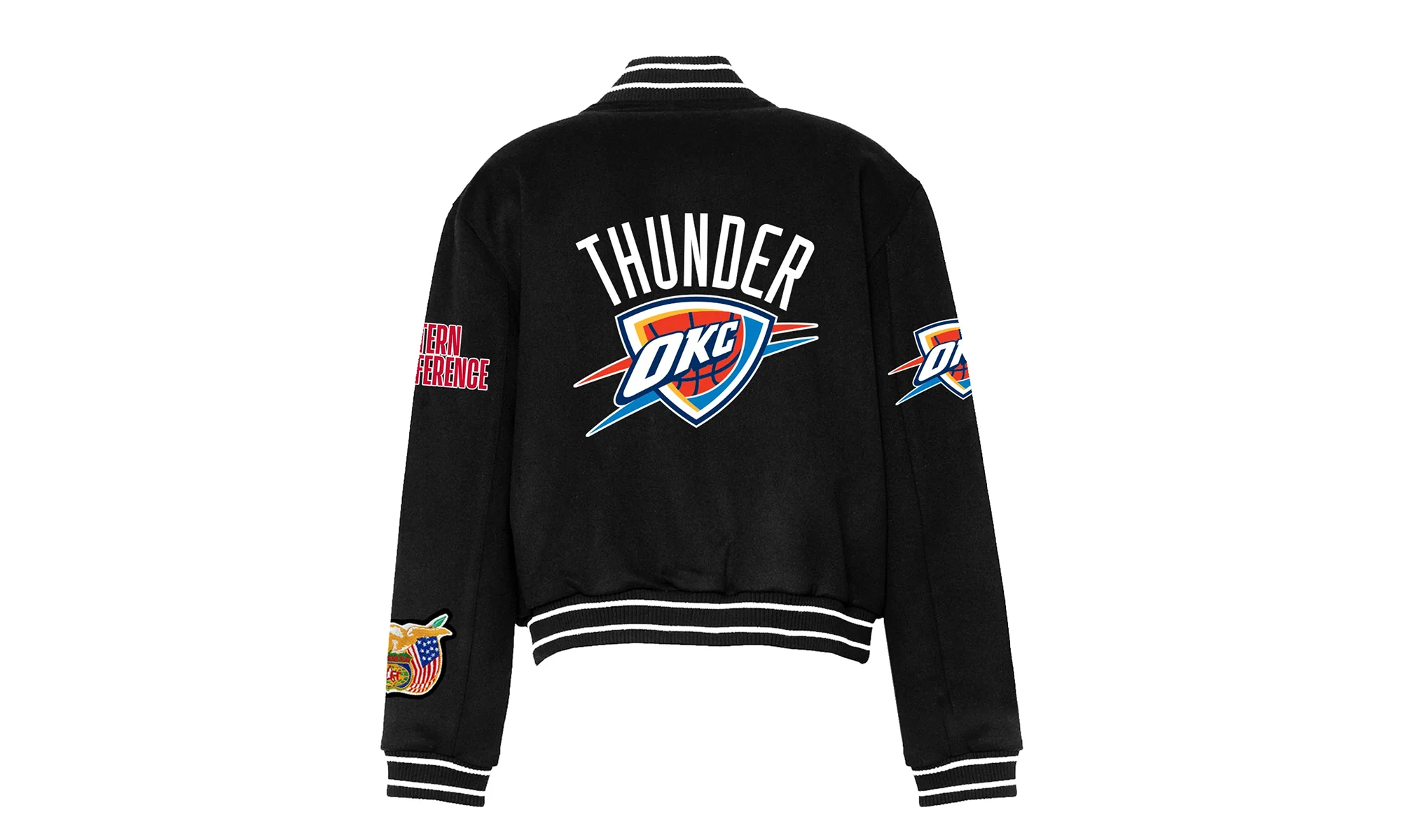 OKLAHOMA CITY THUNDER WOOL VARSITY JACKET Vegan "Black" NBA OKL THU 100 - Image 2