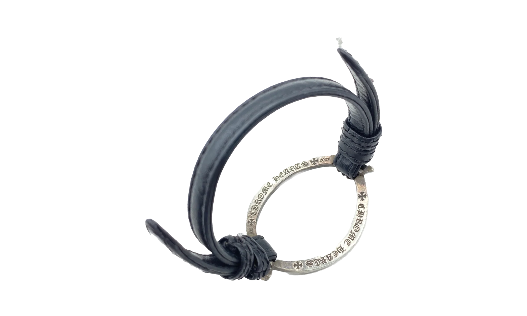 Open Oval Leather Bracelet "Black" CHRM0696 - Image 2
