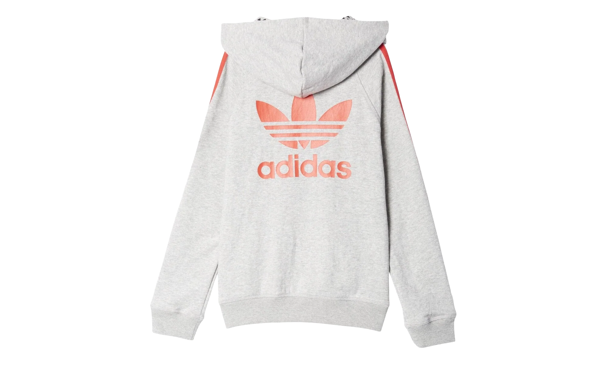 OriginalsTrefoil Hoodie GS "Medium Grey Heather / Red" S96086 - Image 2