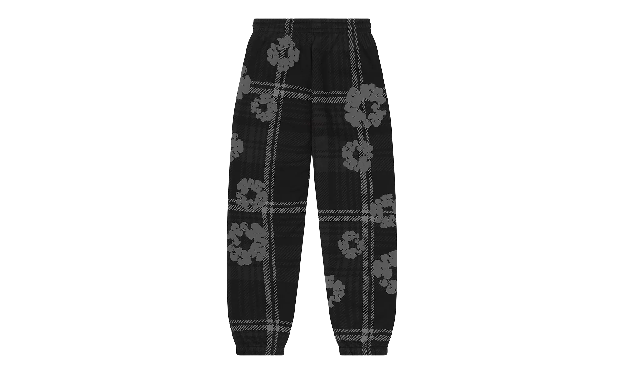 Plaid Cotton Wreath Sweatpants "Black" DT384 - Image 2