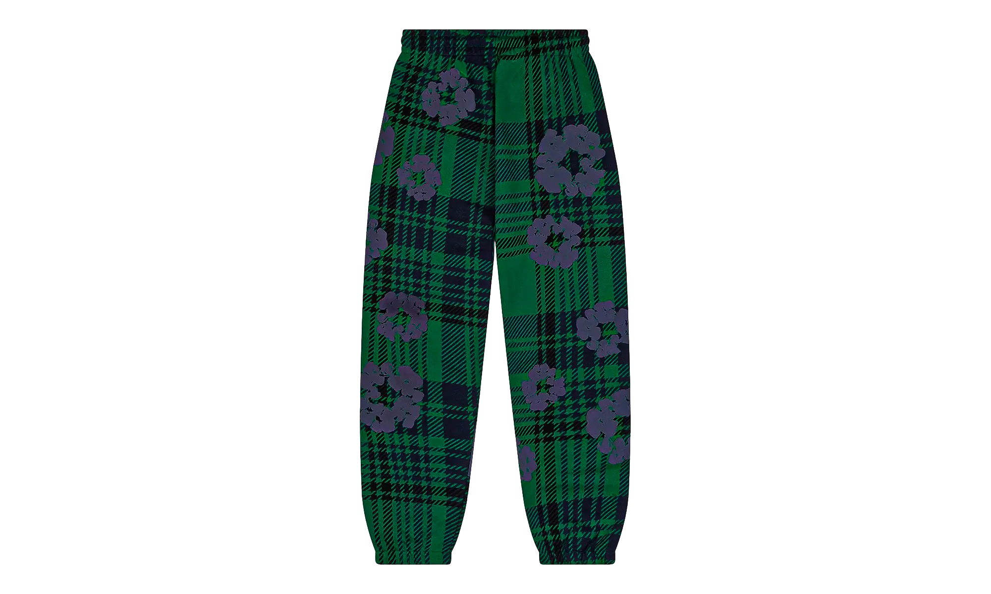 Plaid Cotton Wreath Sweatpants "Green" DT386 - Image 2