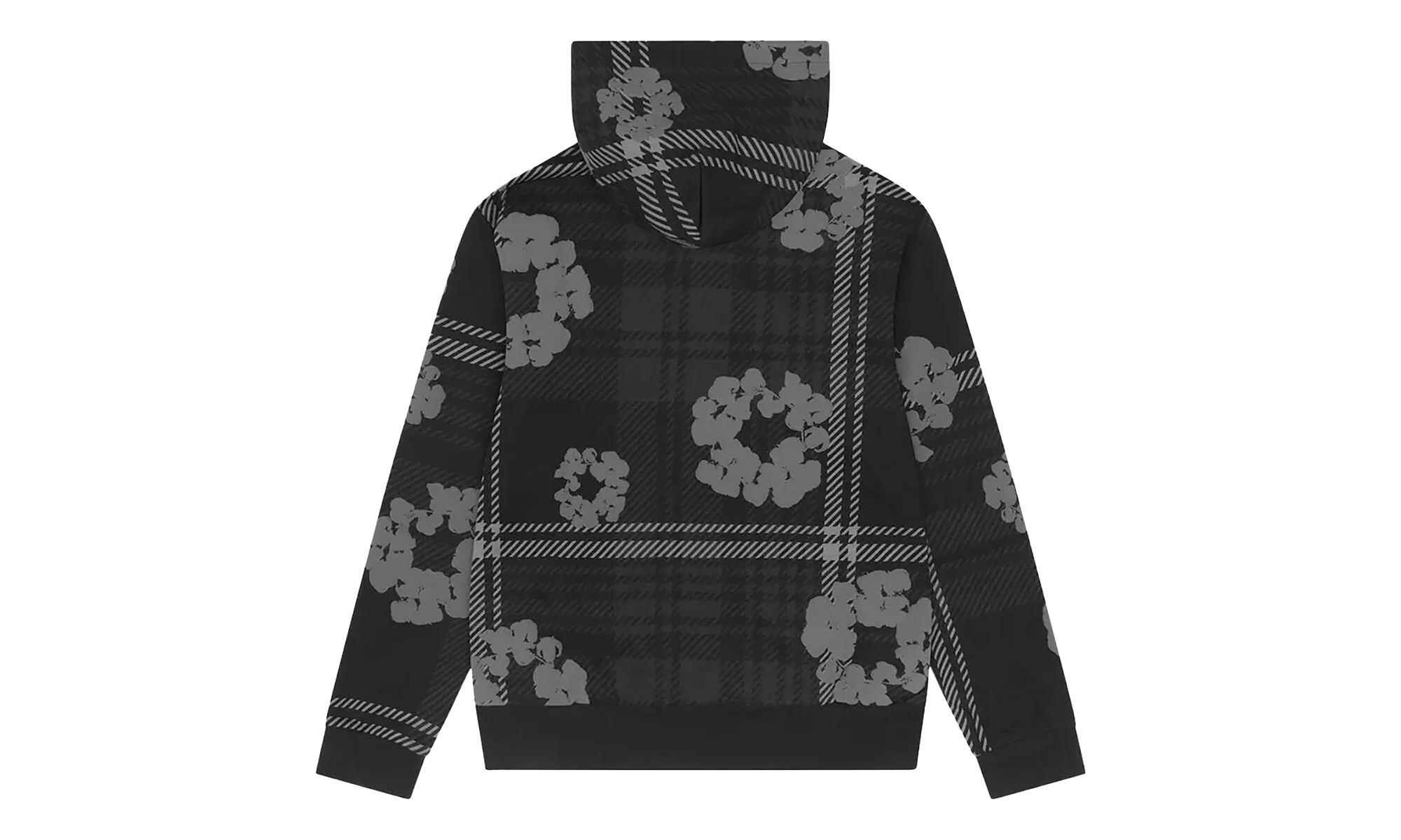 Plaid Cotton Wreath Zip Hoodie "Black" DT390 - Image 2