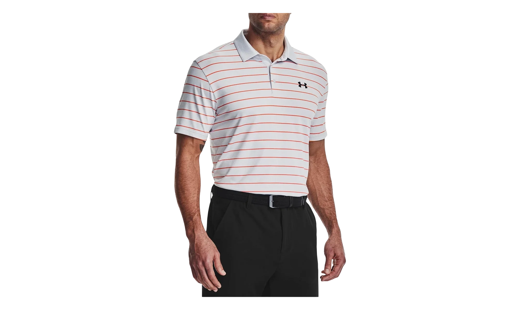 Playoff 3.0 Stripe Polo "Halo Gray / Orange Blast" 1378676 014 - Image 2