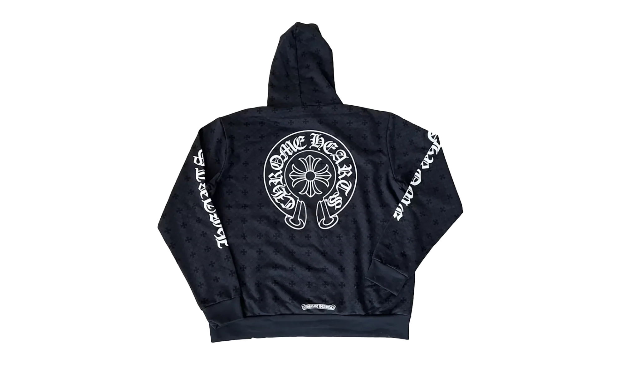 Plus Cross Allover Print With Horseshoe Logo Hood "Black" CHRM0489 - Image 2