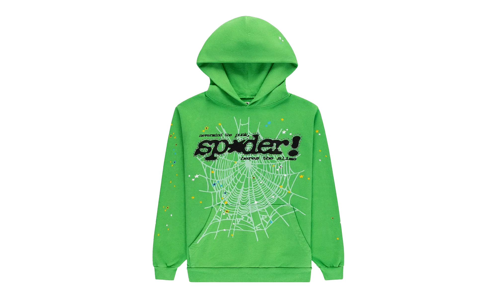 Punk V2 Rhinestone Hoodie "Bright Green" SP5der208