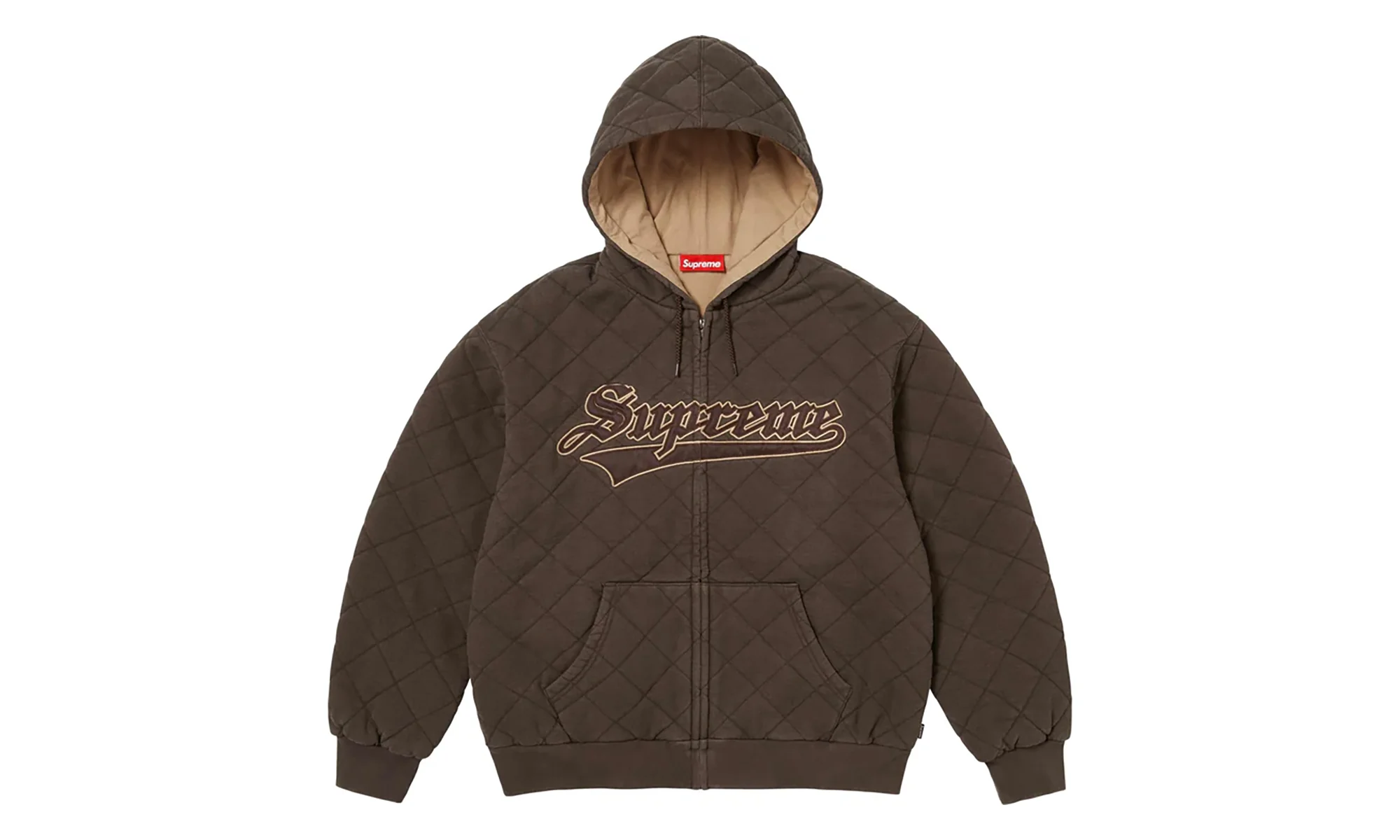 Quilted Zip Up Hooded Sweatshirt "FW25 - Dark Brown" SU26467