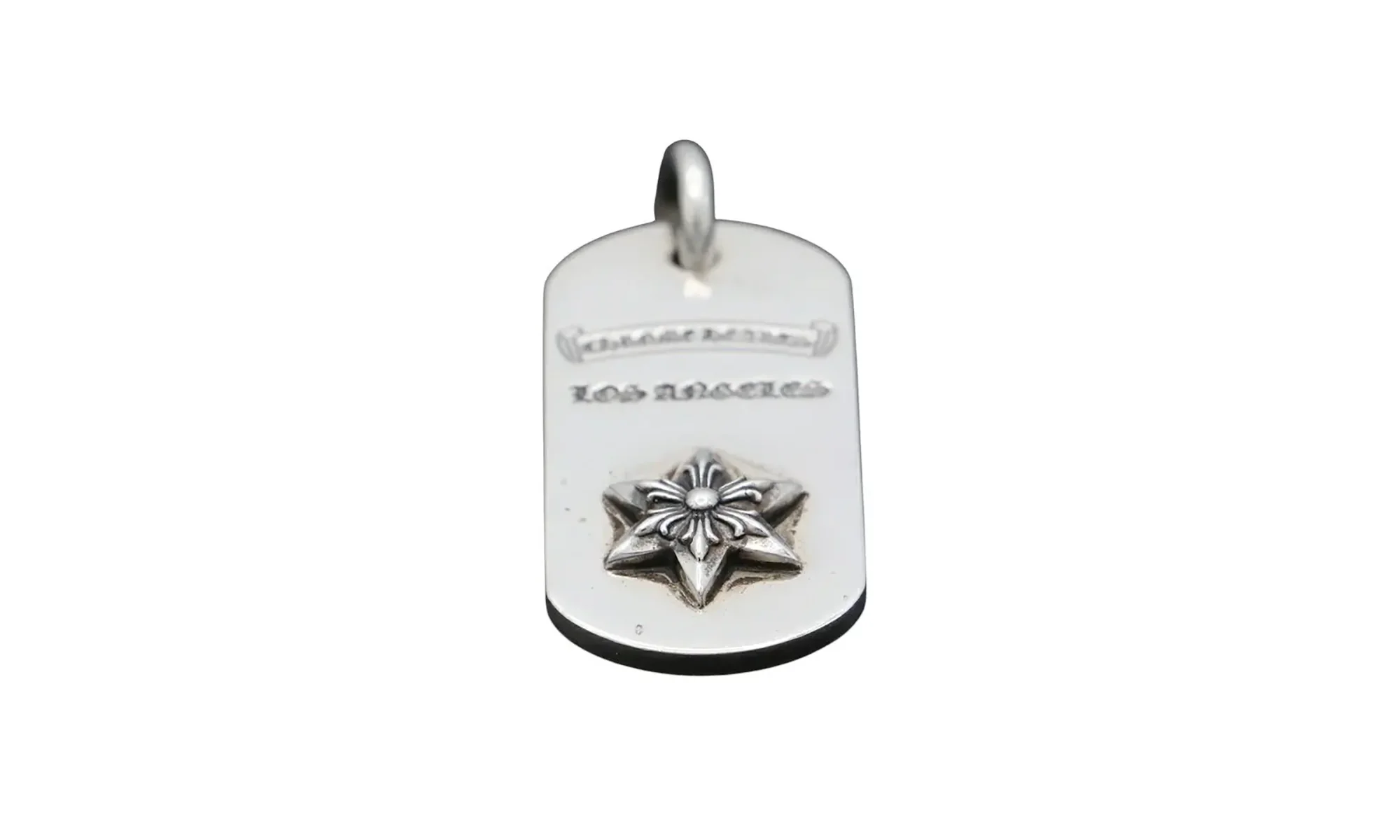 Raised star dog tag & Ball Chain "Los Angeles limited edition - Silver" CHRM0665 - Image 2