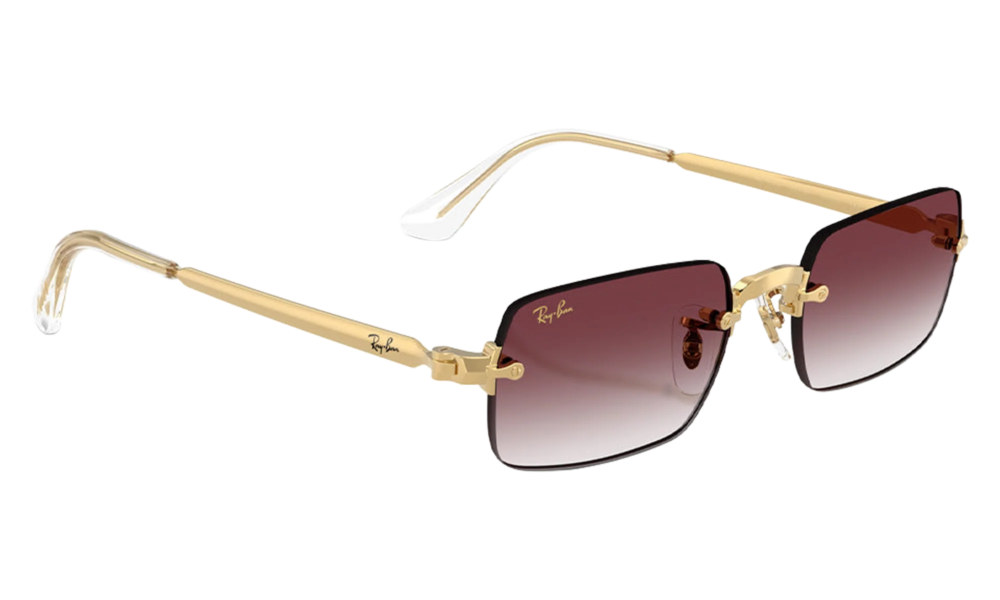 Ray-Ban Rimless "A$AP Rocky - Polished Arista Gold with Clear Gradient Dark Violet Lens" RB3928 001 8H - Image 2