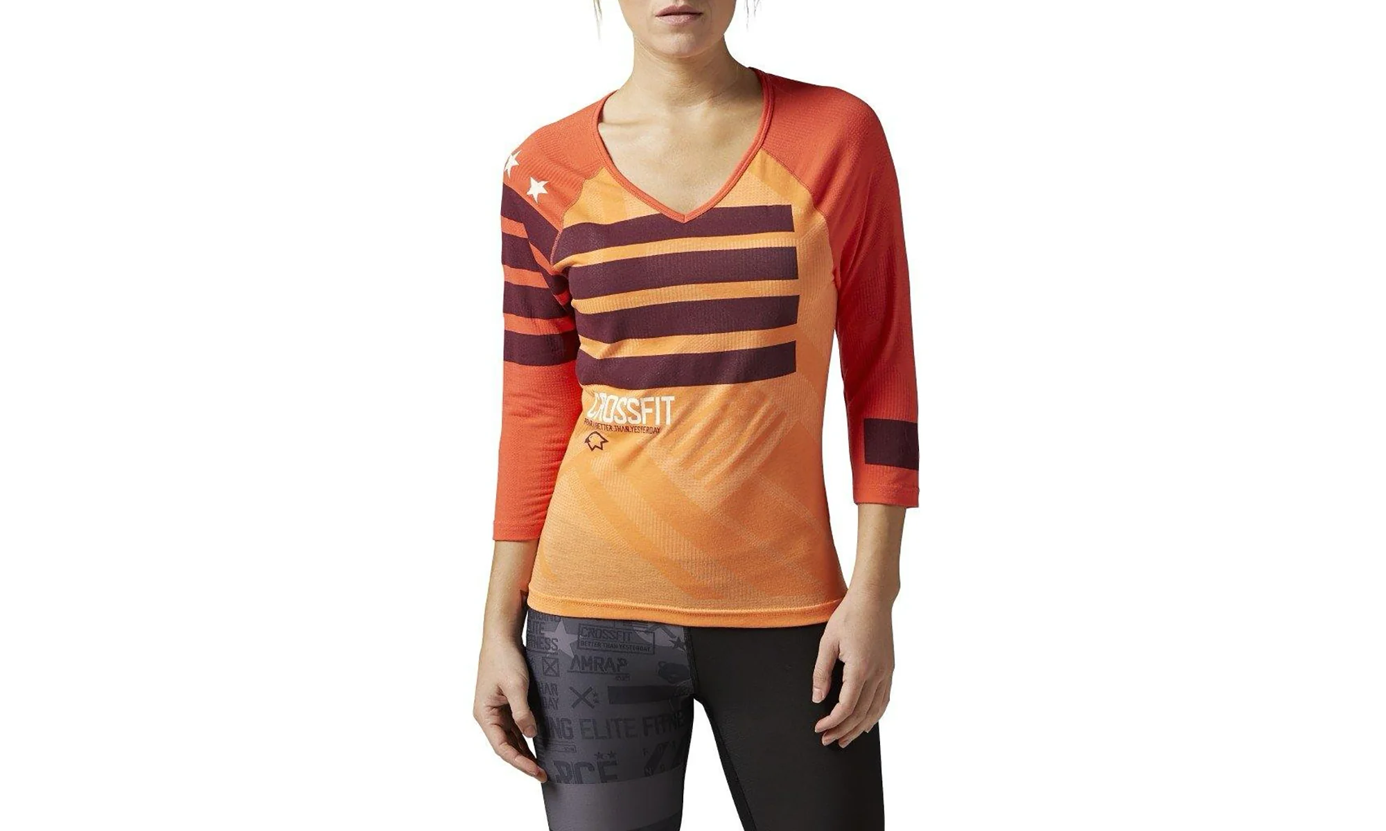 RCF Crossfit Burnout 3/4 Tee WMNS "Electric Peach / Laser Red" AI9405