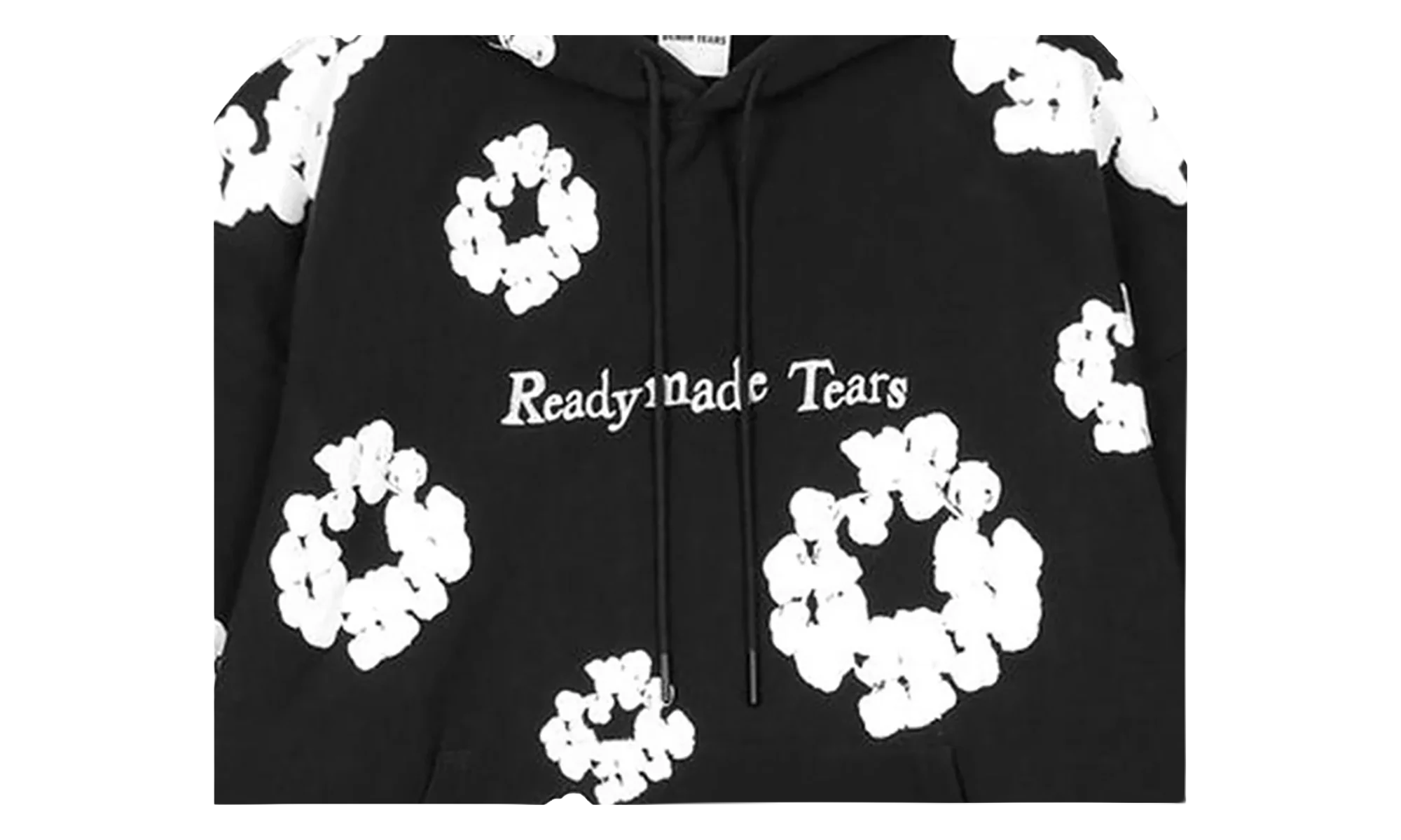 Ready Made Cotton Wreath Hooded Sweatshirt "Black" DT369 - Image 2