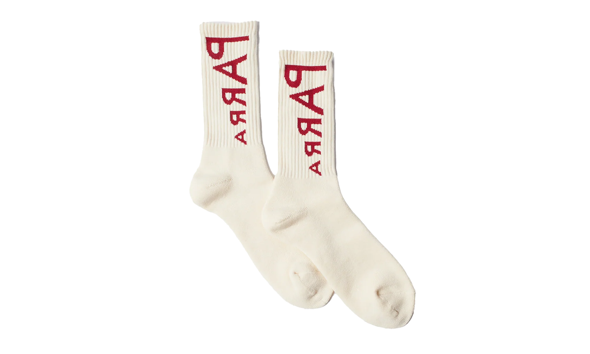 Reversed Flag Logo Crew Socks "Off White / Red" 54460-OFFW