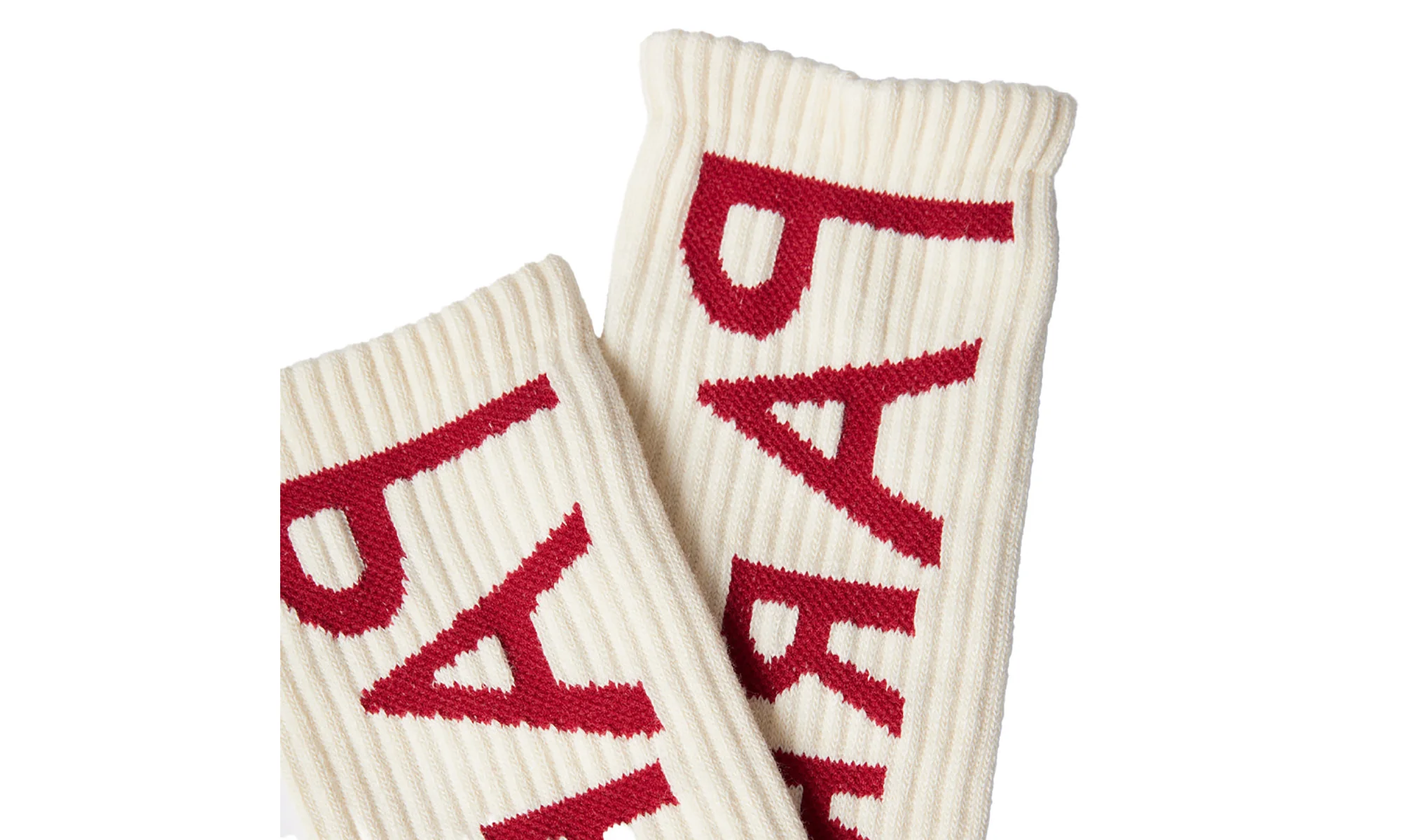 Reversed Flag Logo Crew Socks "Off White / Red" 54460-OFFW - Image 2