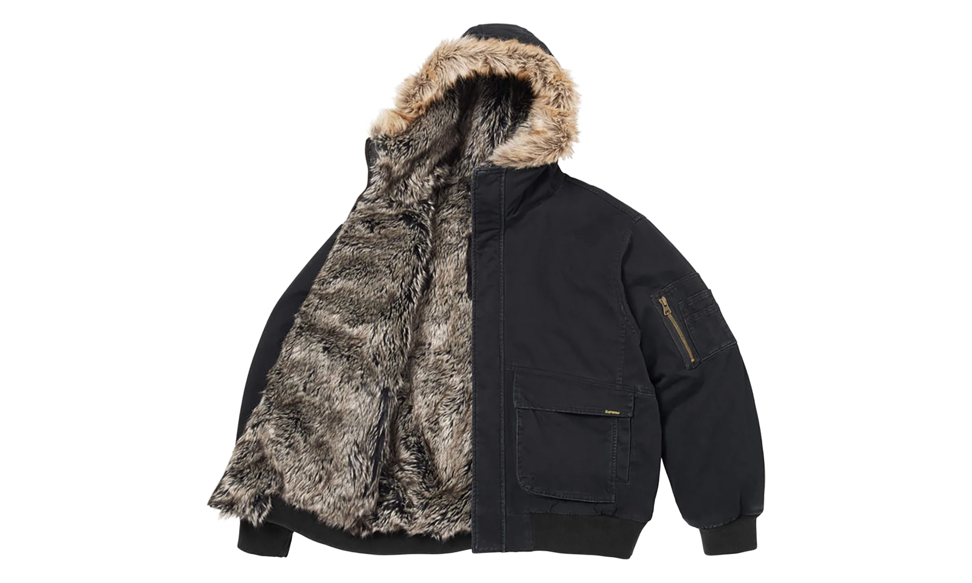 Reversible Faux Fur Hooded Work Jacket "SS26 - Black" SU27011 - Image 2