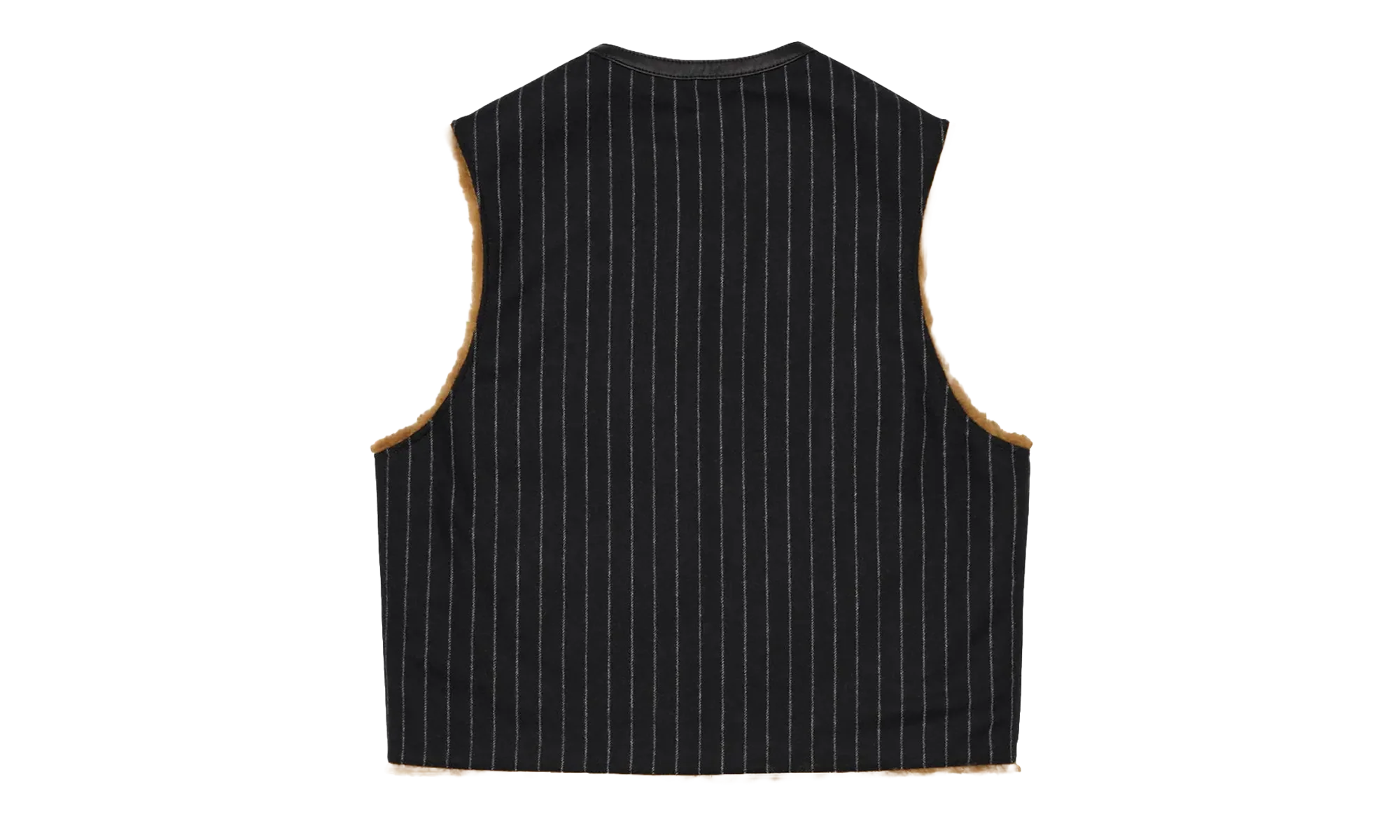 Reversible Pinstripe Shearling Vest "Black" DT456 - Image 2