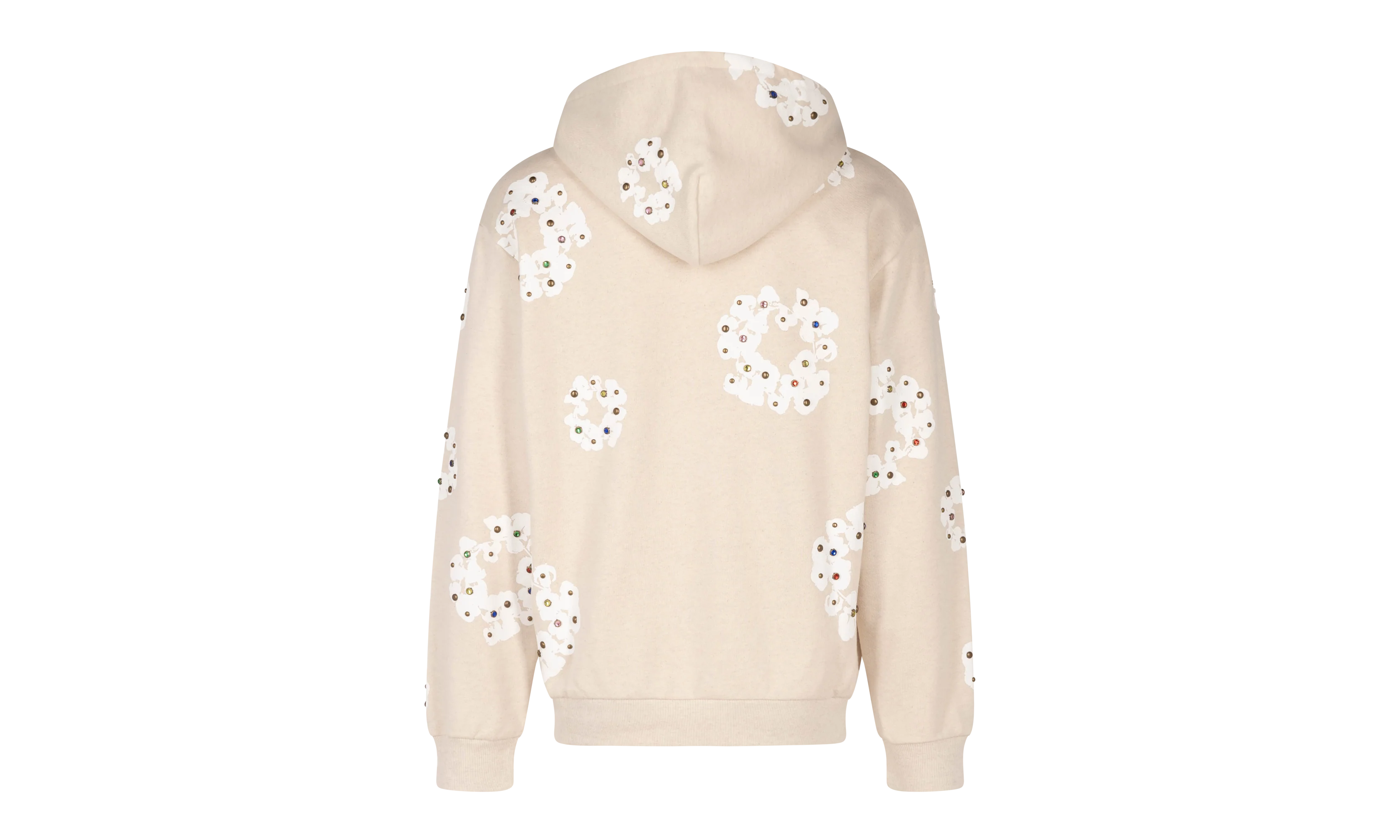 Rhinestone Cotton Wreath Zip Hoodie "Oatmeal" DT027 - Image 3