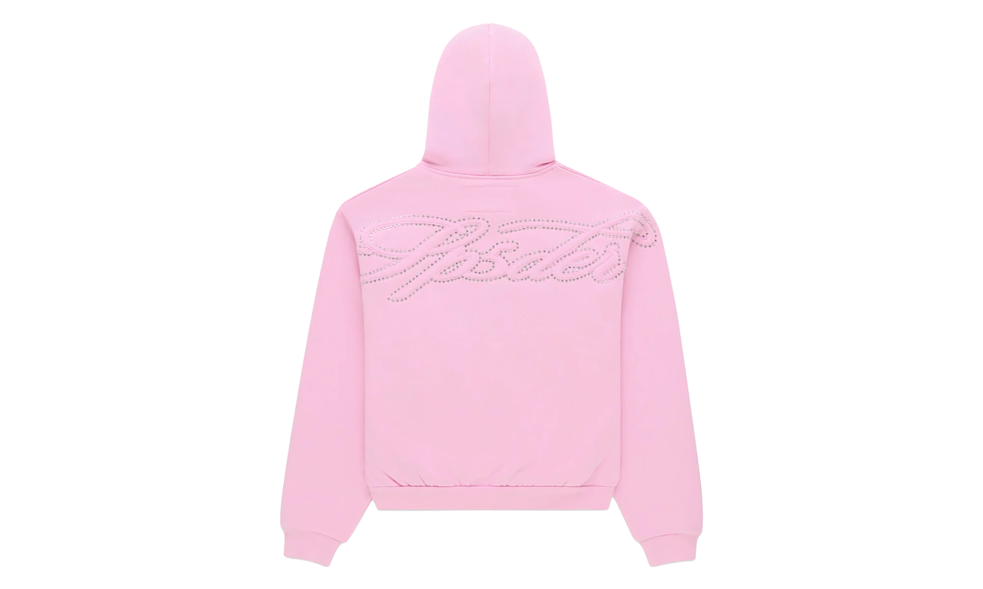 Rhinestone Script Zip Hoodie "Light Pink" SP5der349 - Image 2