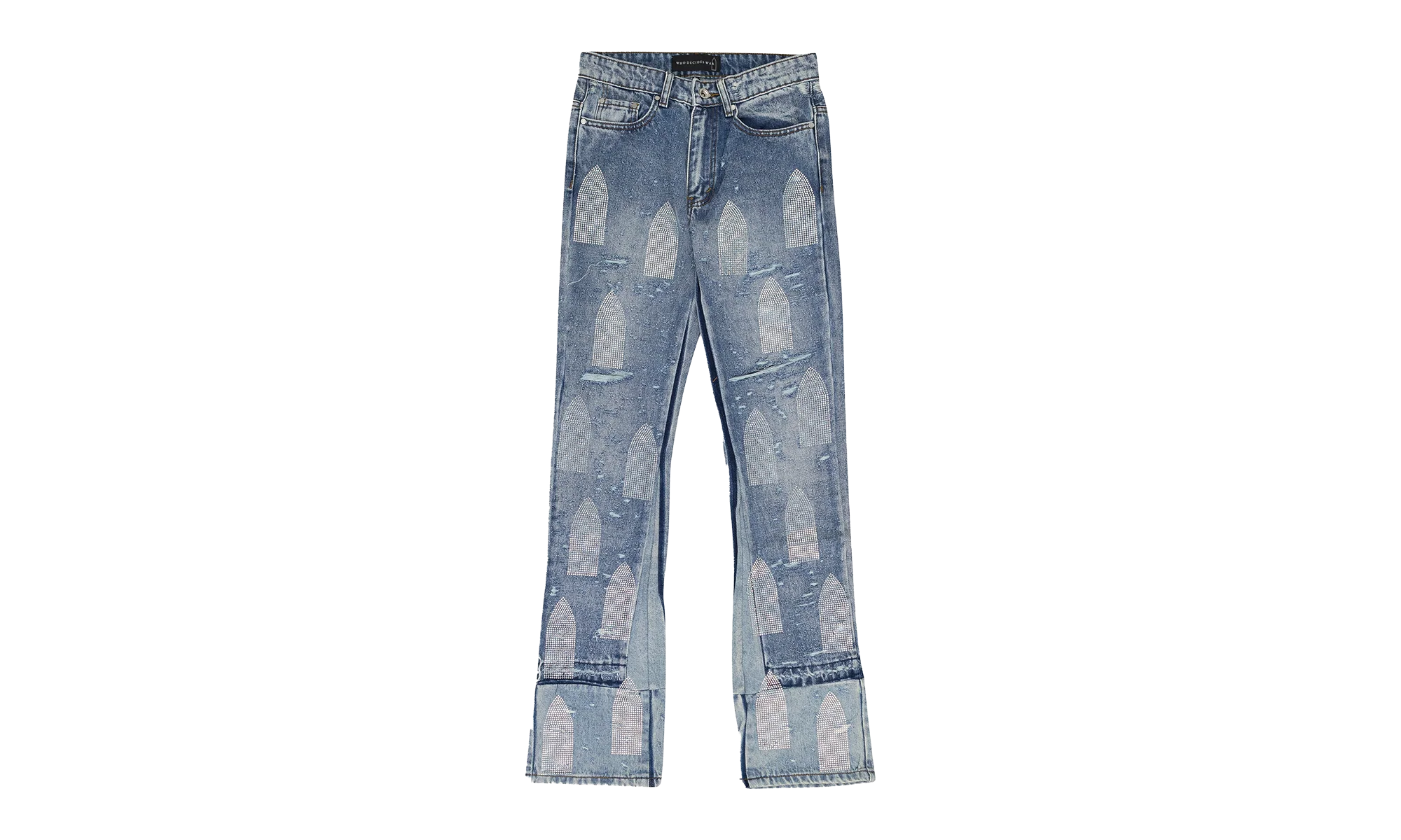 Rhinestone Washed Bootcut Jeans "Blue" 11200820008AW23