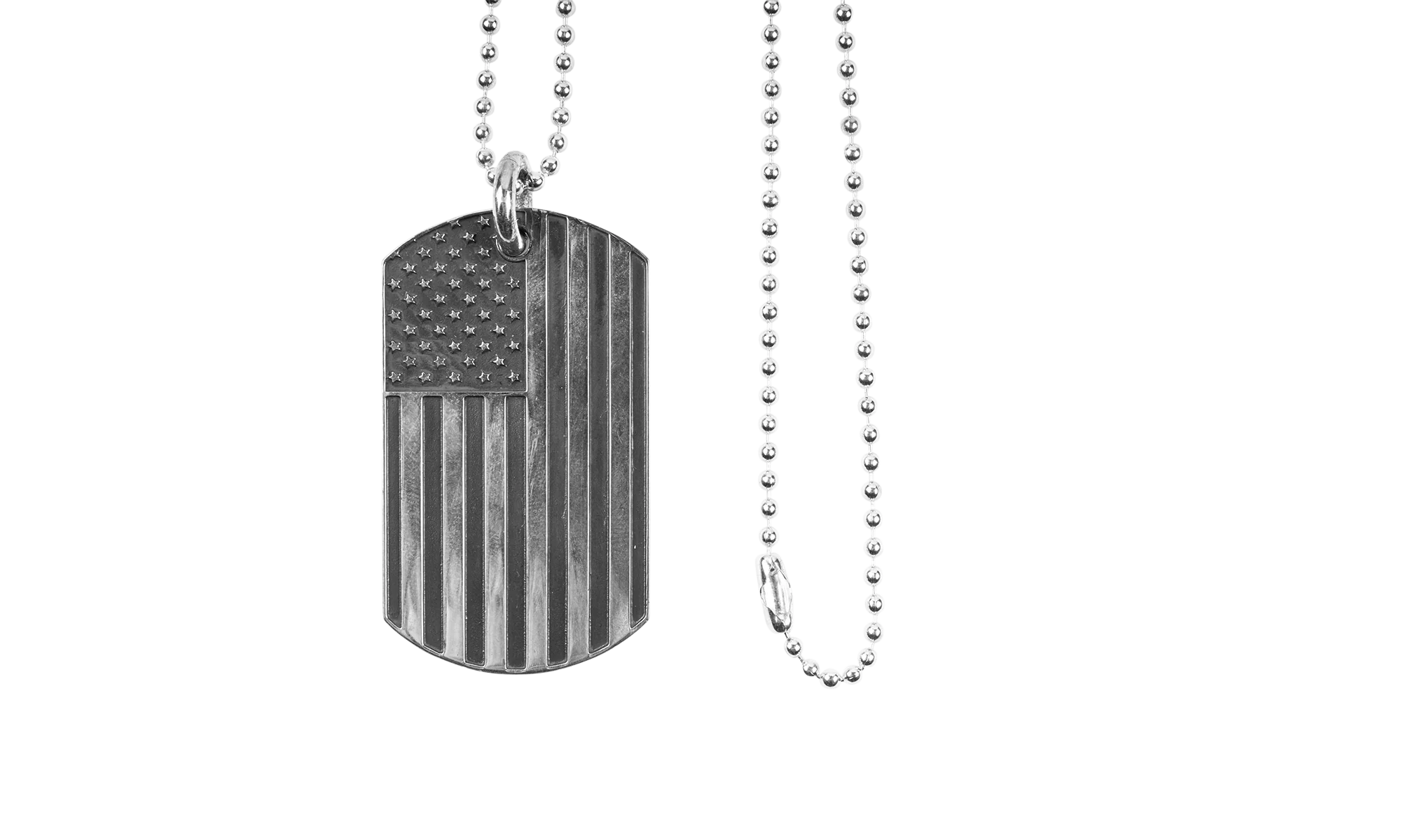 Richard stark America flag dogtag with ball chain "Silver" CHRM0401