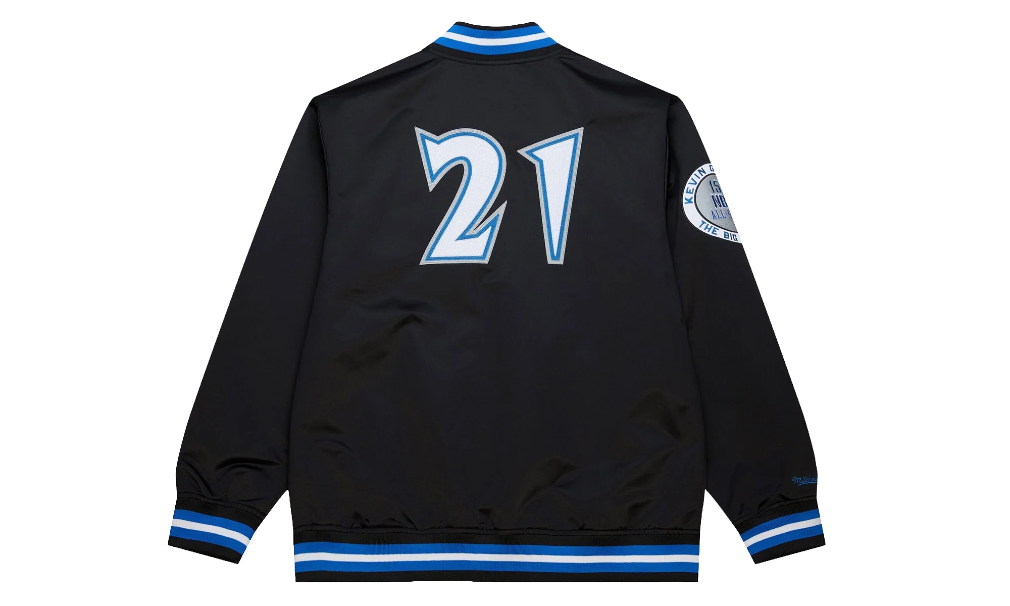 Satin Jacket Vintage Logo "NBA Timberwolves Kevin Garnett" JK12382 MTIBLCK - Image 2