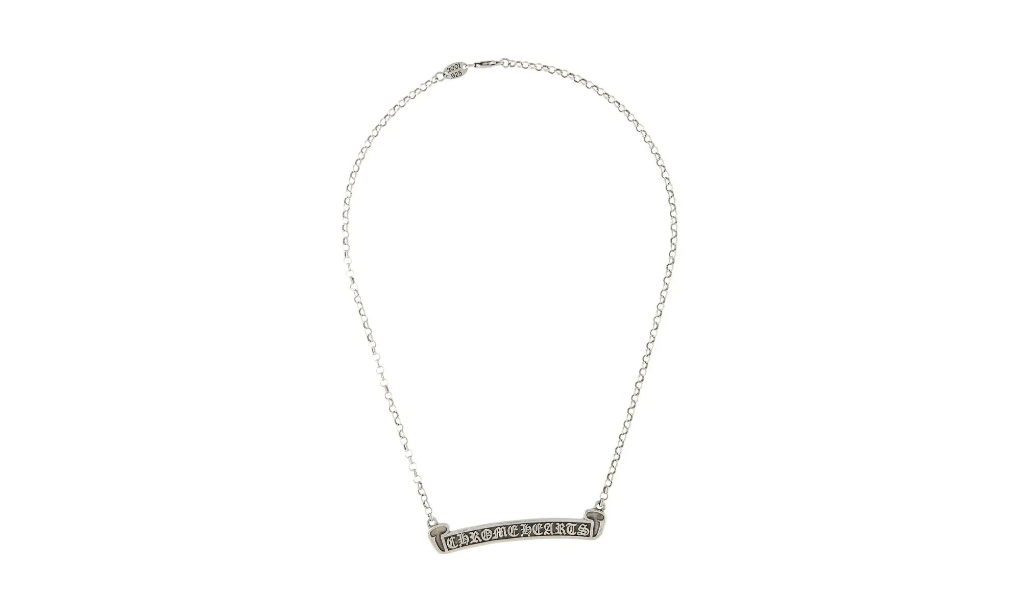 Scroll Label Chain Necklace "Silver - 18 in" CHRM0398