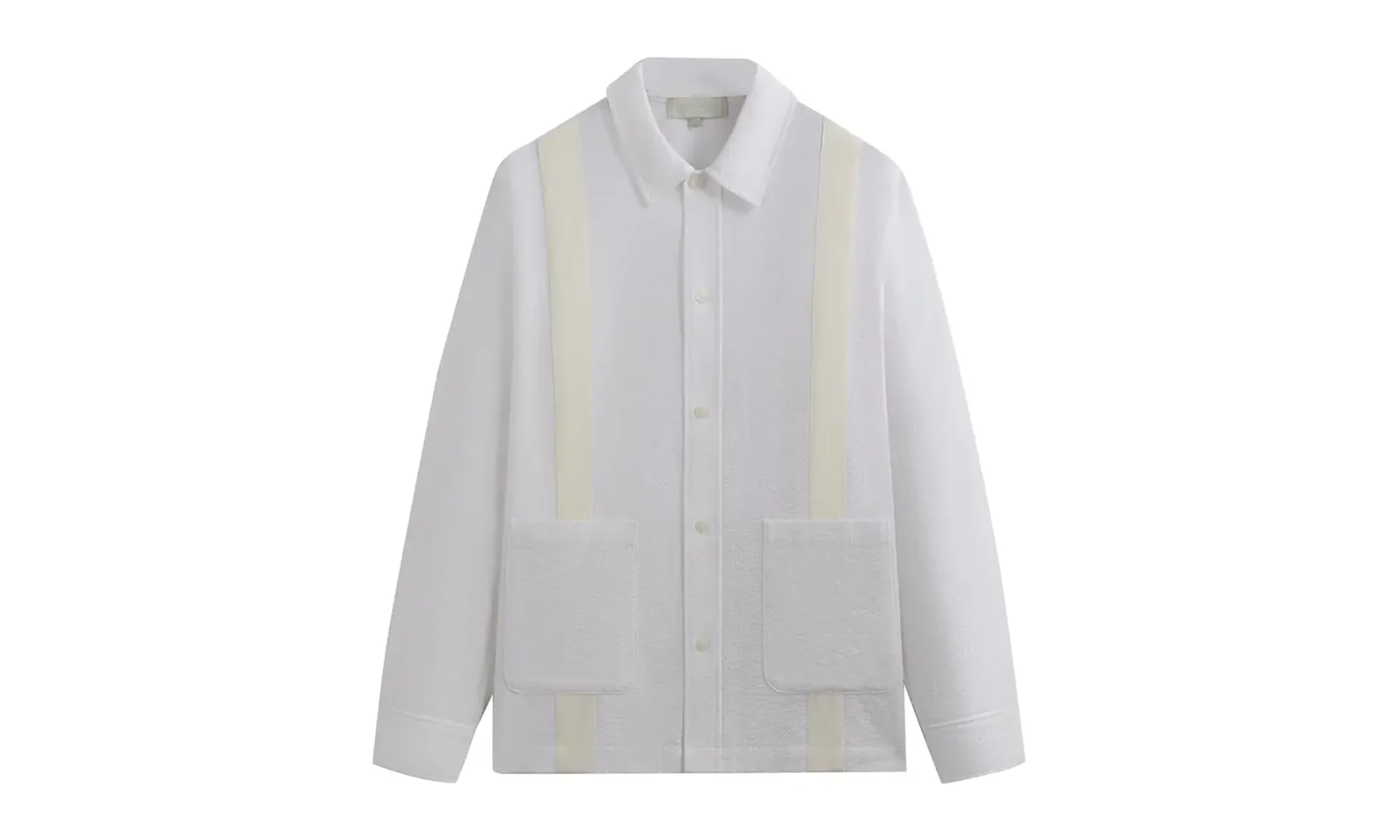 Seersucker Long-Sleeve Boxy Collared Overshirt "White" KHM032080 101