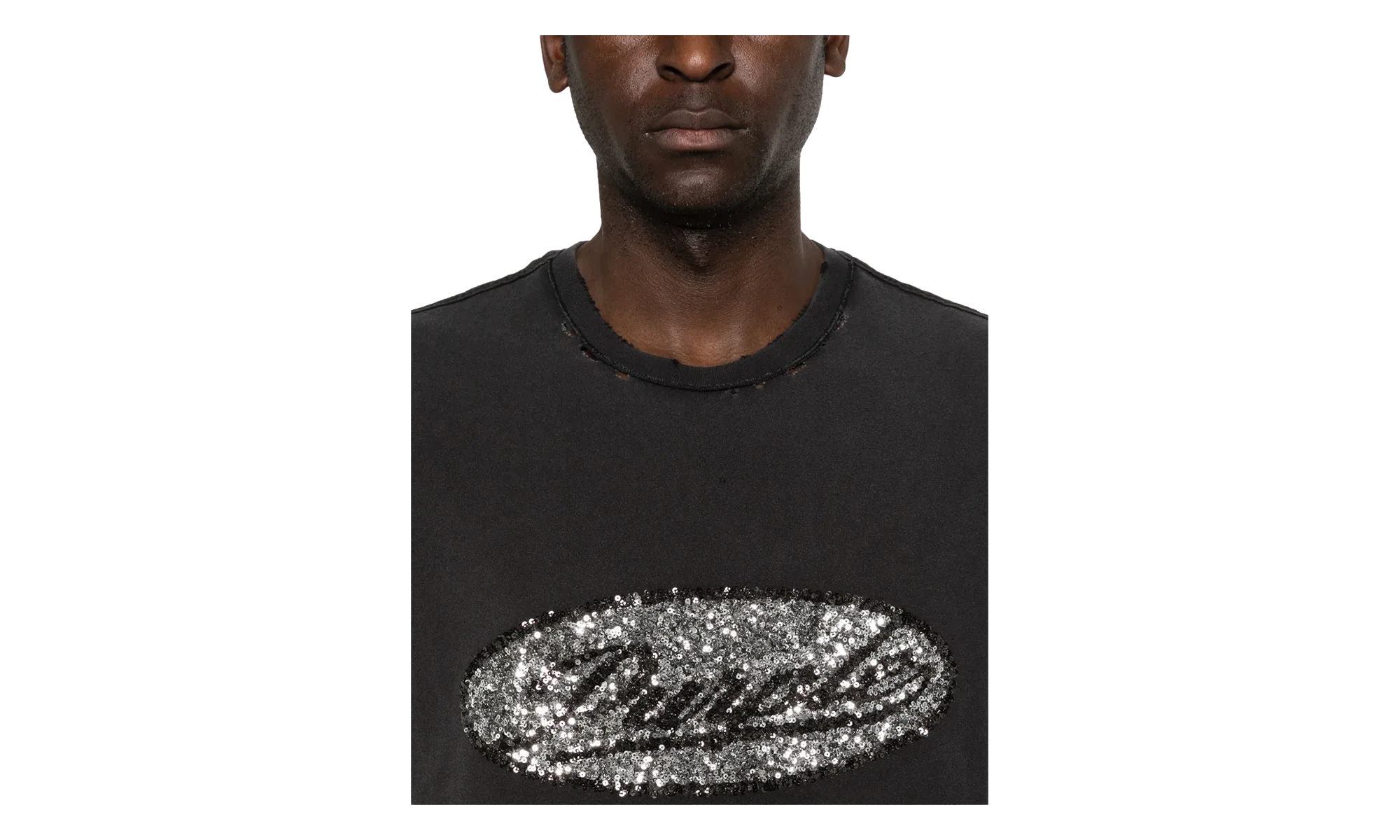 Sequin Script Sleeveless Tee "Black" P103 TBDS226 - Image 2
