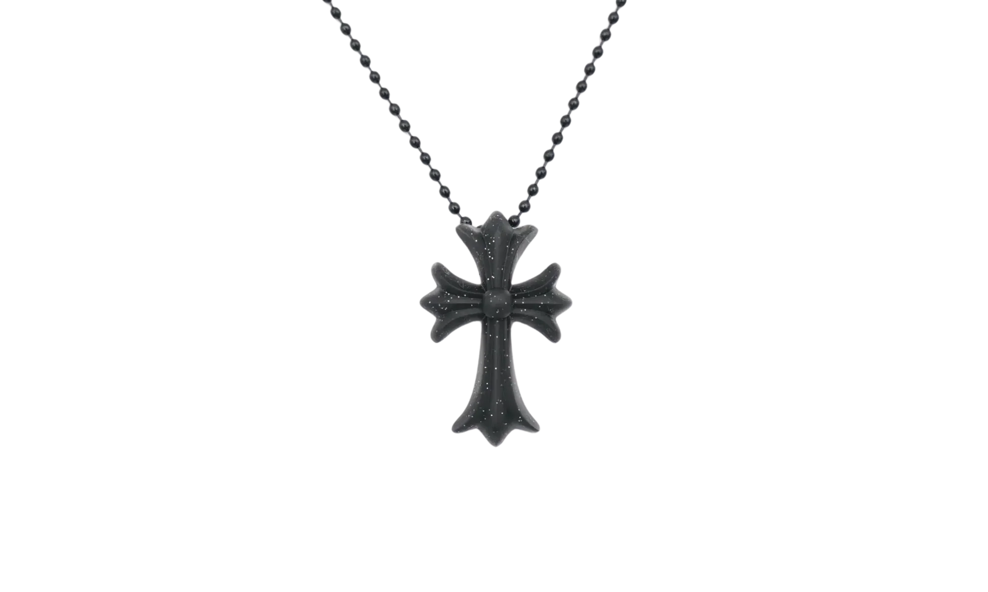 Silicone 30" Necklace "Black Glitter" CHRM0469