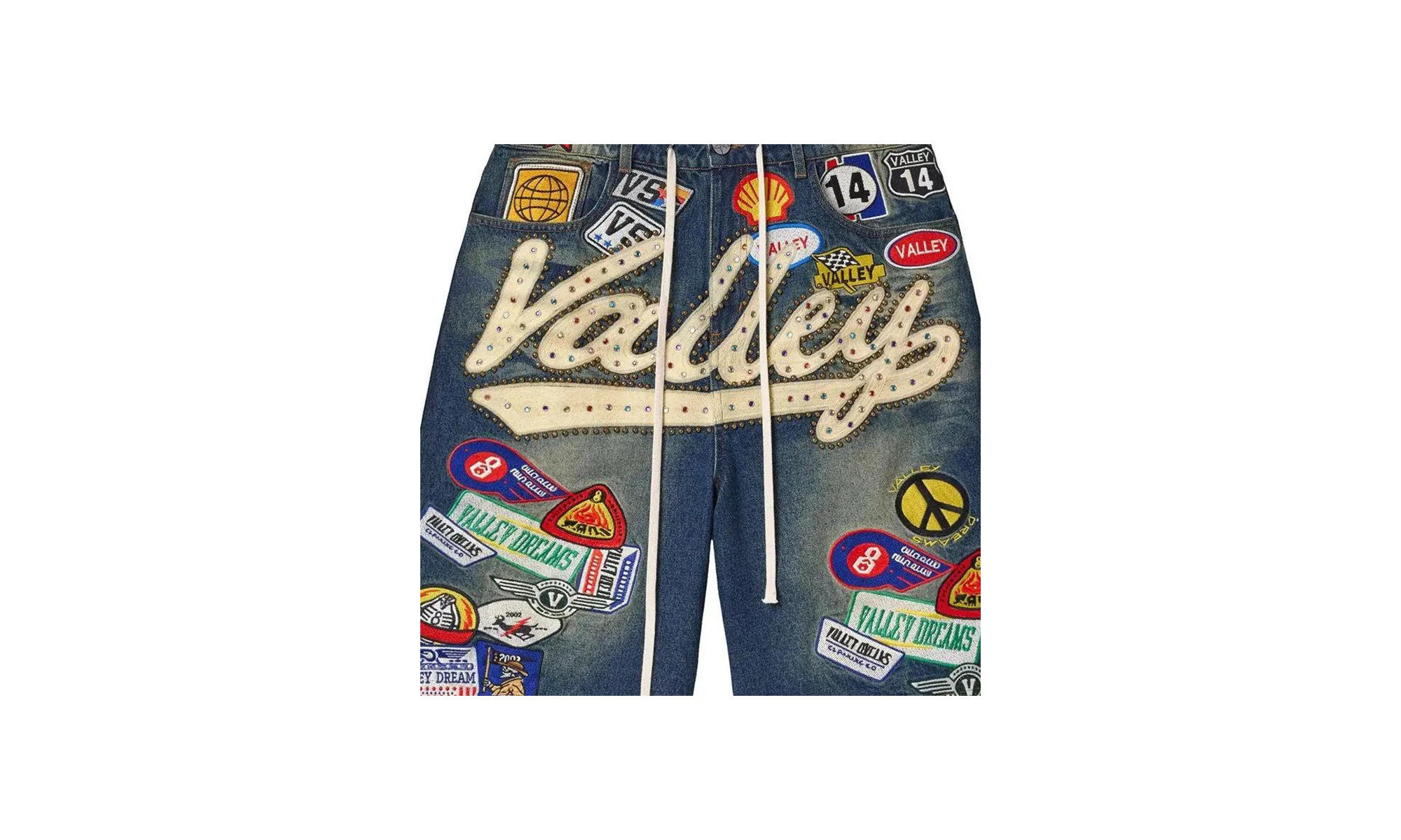 Skittles Patch 1980s Jean Shorts "Blue" 10053710 - Image 2
