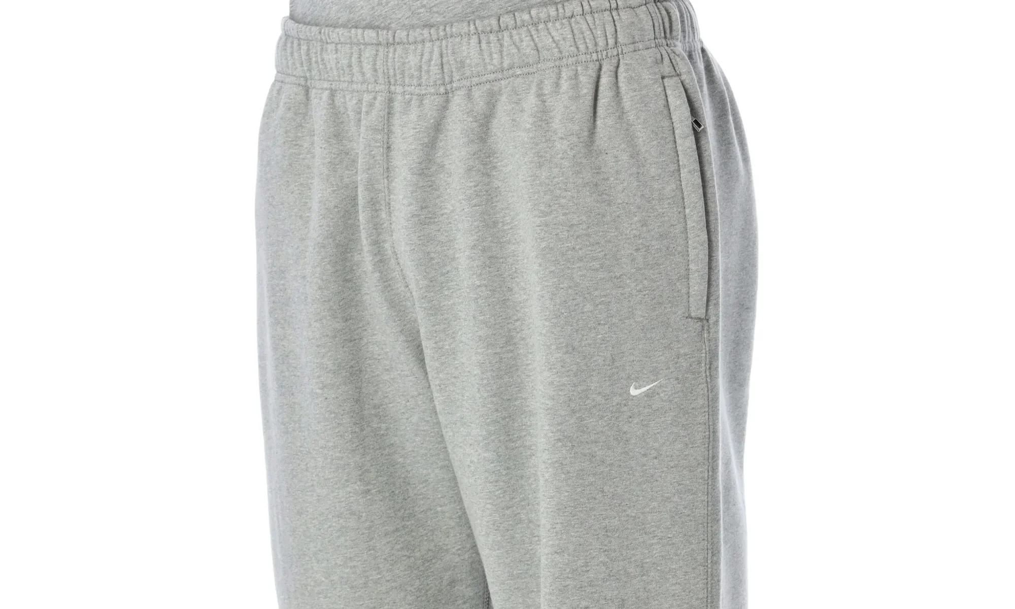 Solo Swoosh Fleece Open Hem Trousers "Dark Grey Heather / Light Smoke Grey / White" HV1090 063 - Image 2