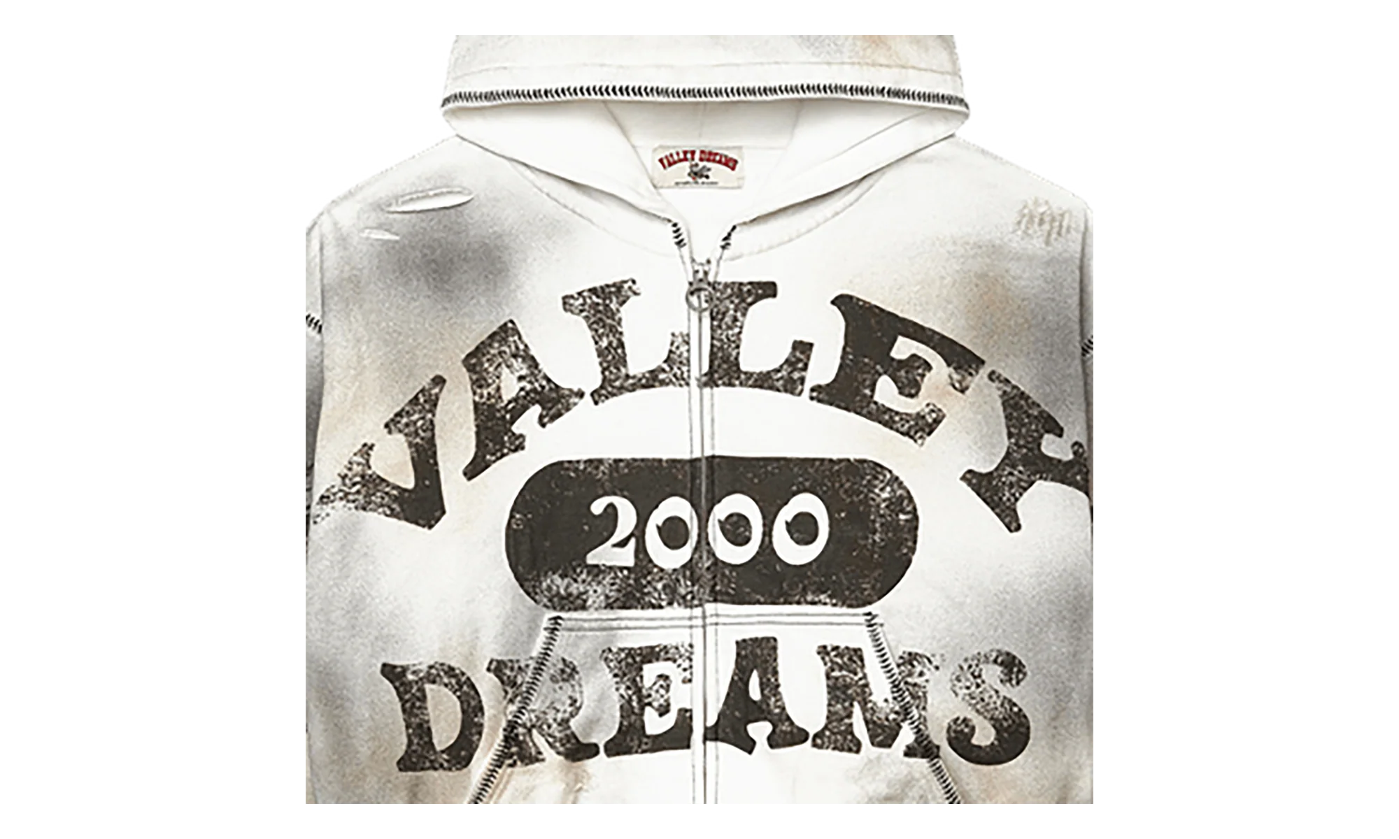 Spiral Zip Up Hoodie "Dark White" 11451 10004VFSZUH DARK - Image 2