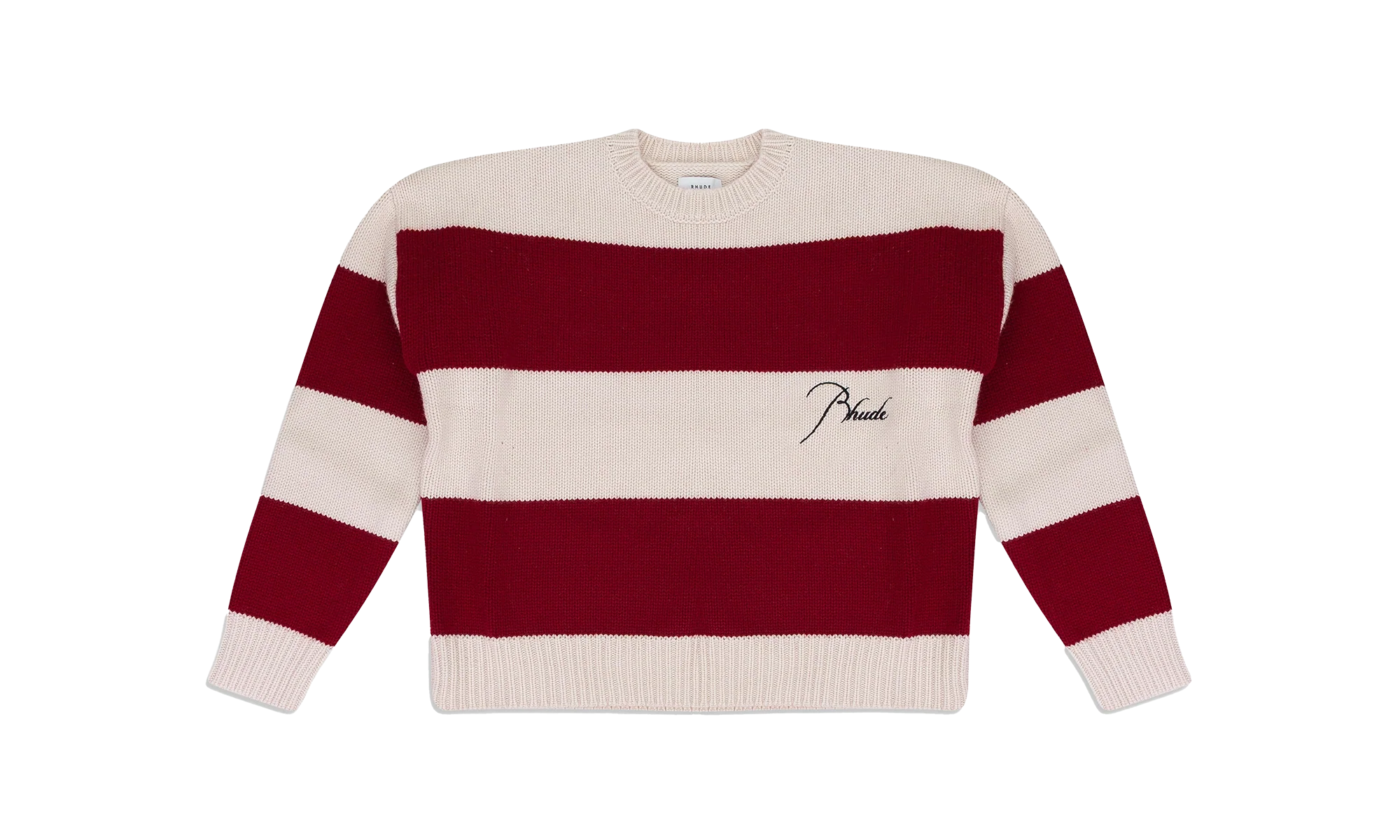 Stripe Crewneck Sweatshirt "Red/Cream" RHFW21SW05037506 REC