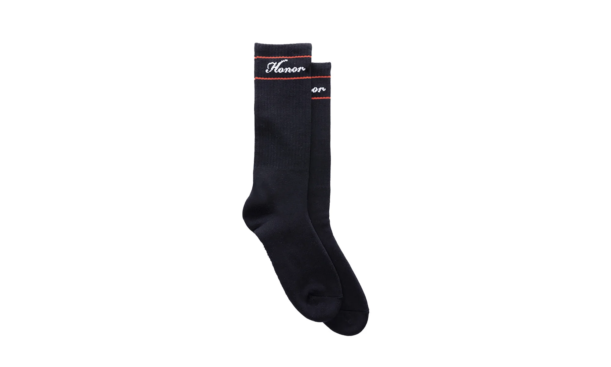 Striped Ribbed Crew Socks "Black" HTG250186