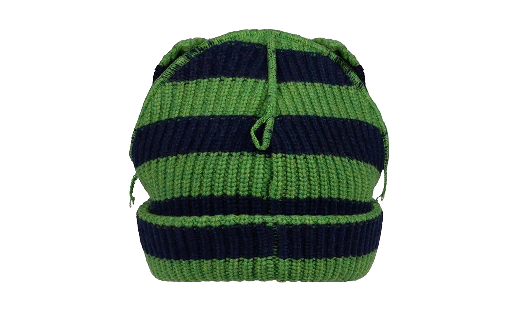 Supersized Chunky Ears Beanie "Green / Navy Stripe" 52132703 - Image 2
