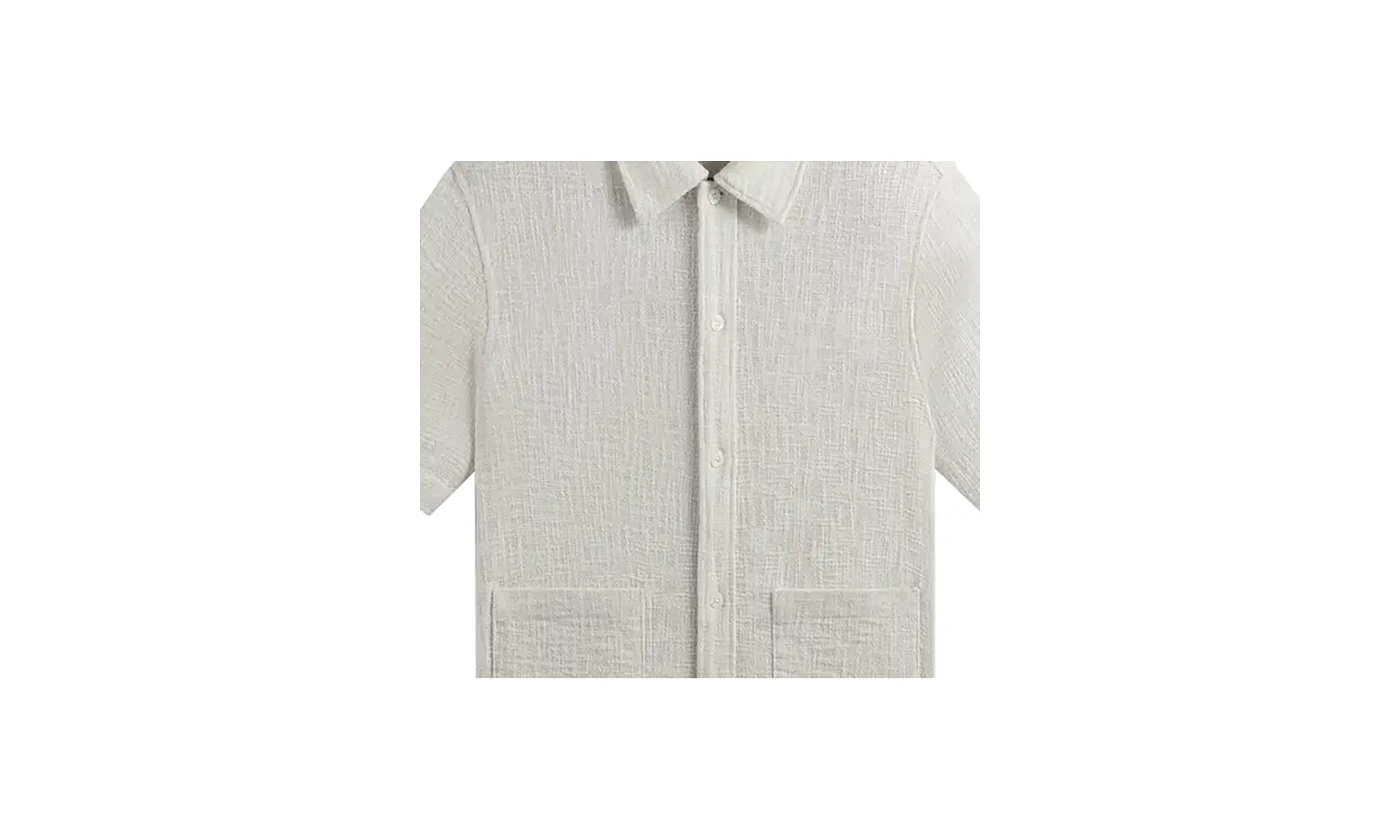 Textured Cotton Boxy Collared Overshirt "Off White" KHM032170 104 - Image 2