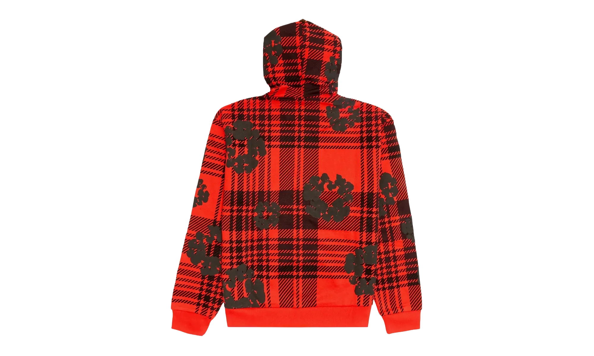 The Cotton Wreath Logo Zip Up Hooded Sweatshirt "Plaid - Red / Black" DT297 - Image 2