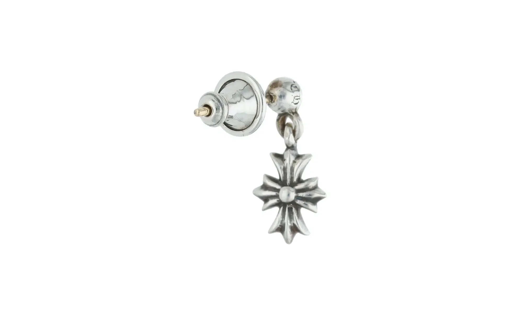 TINY E CROSS EARRING DROP STERLING SILVER "SINGLE EARRING" CHRM0682 - Image 2