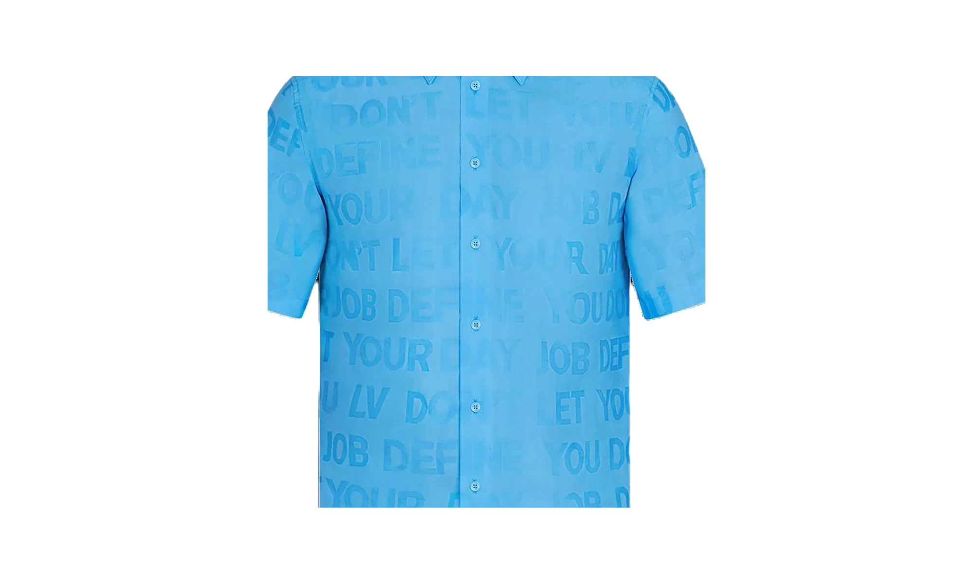 Tonal Letter Button Up Short Sleeve Shirt "Blue" 1A8XBP - Image 2