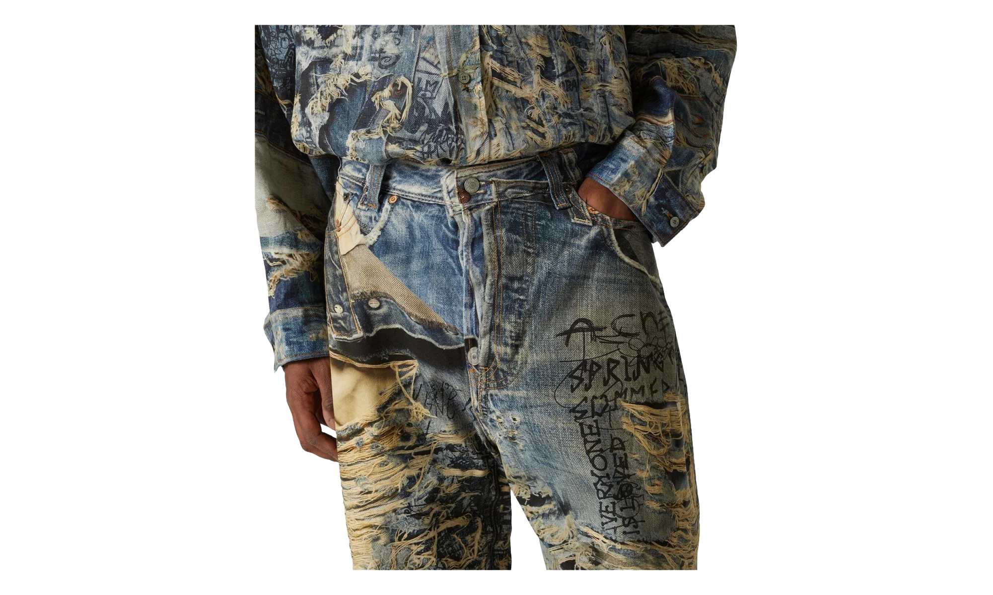 Torn Scribble Denim "Blue" P01004671 - Image 2