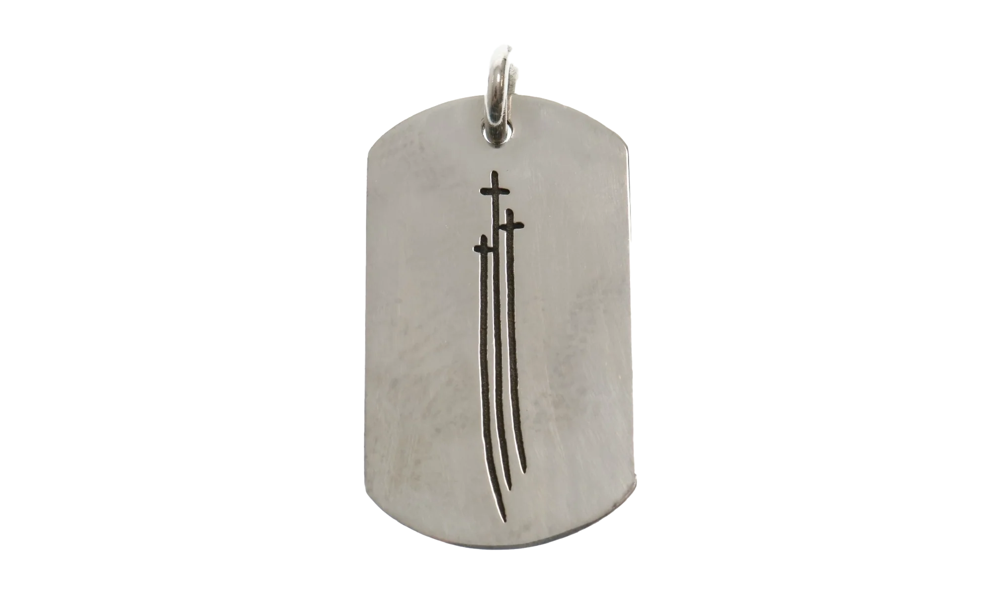 Triple Cross Dog Tag Pendant with 30” Chain "Silver" CHRM0499
