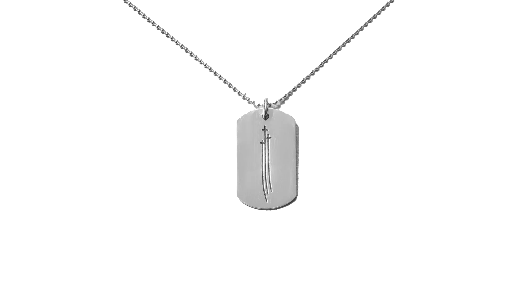 Triple Cross Dog Tag Pendant with 30” Chain "Silver" CHRM0499 - Image 2