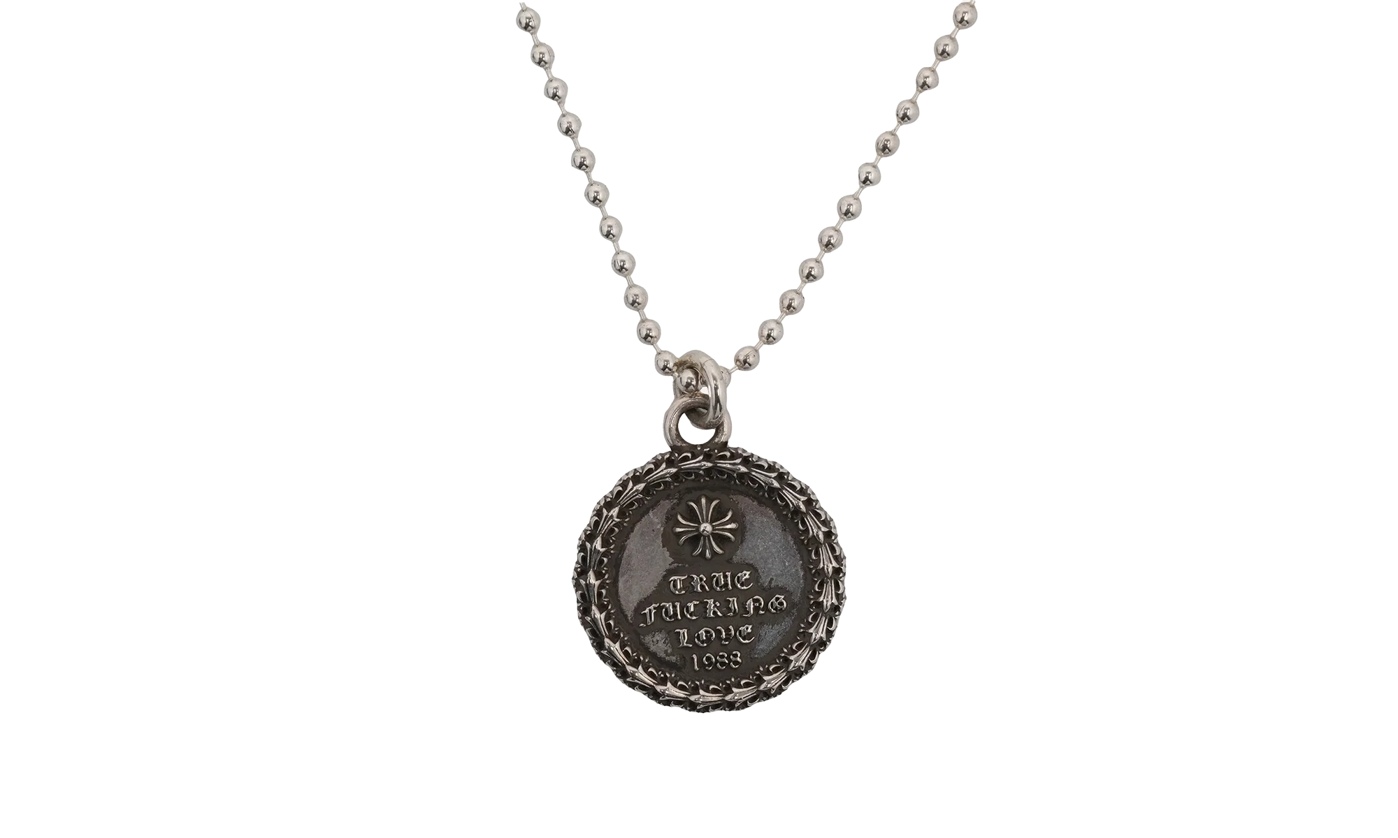 True F*cking Love Medallion Necklace "Silver" CHRM0494