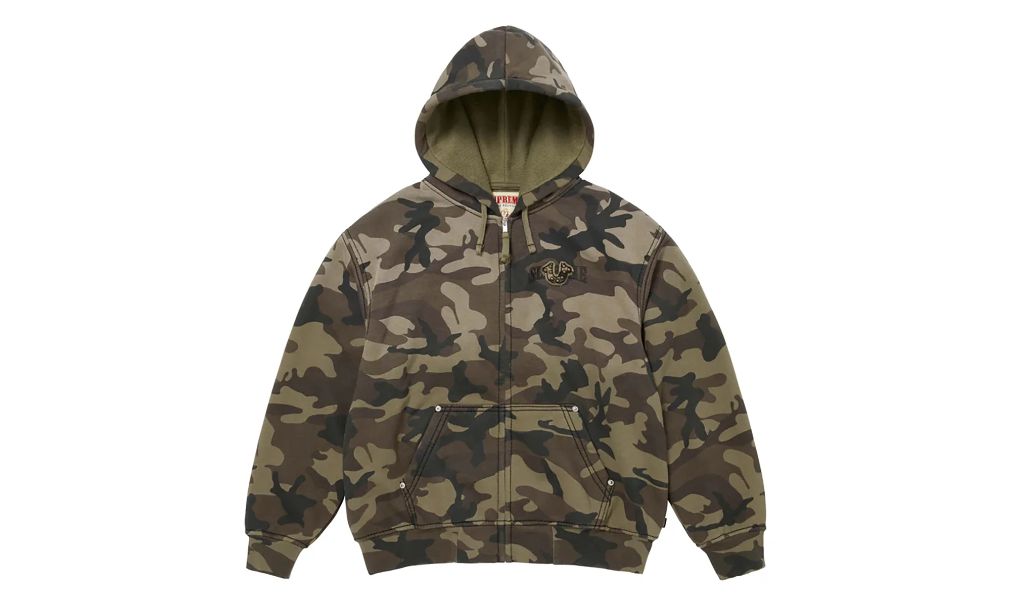 True Religion® Zip Up Hooded Sweatshirt "FW25 - Green Camo" SU26478