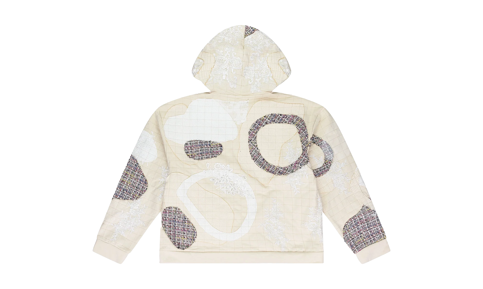 Tweed Patchwork Hoodie "Cream" 1110490019SS24 - Image 2
