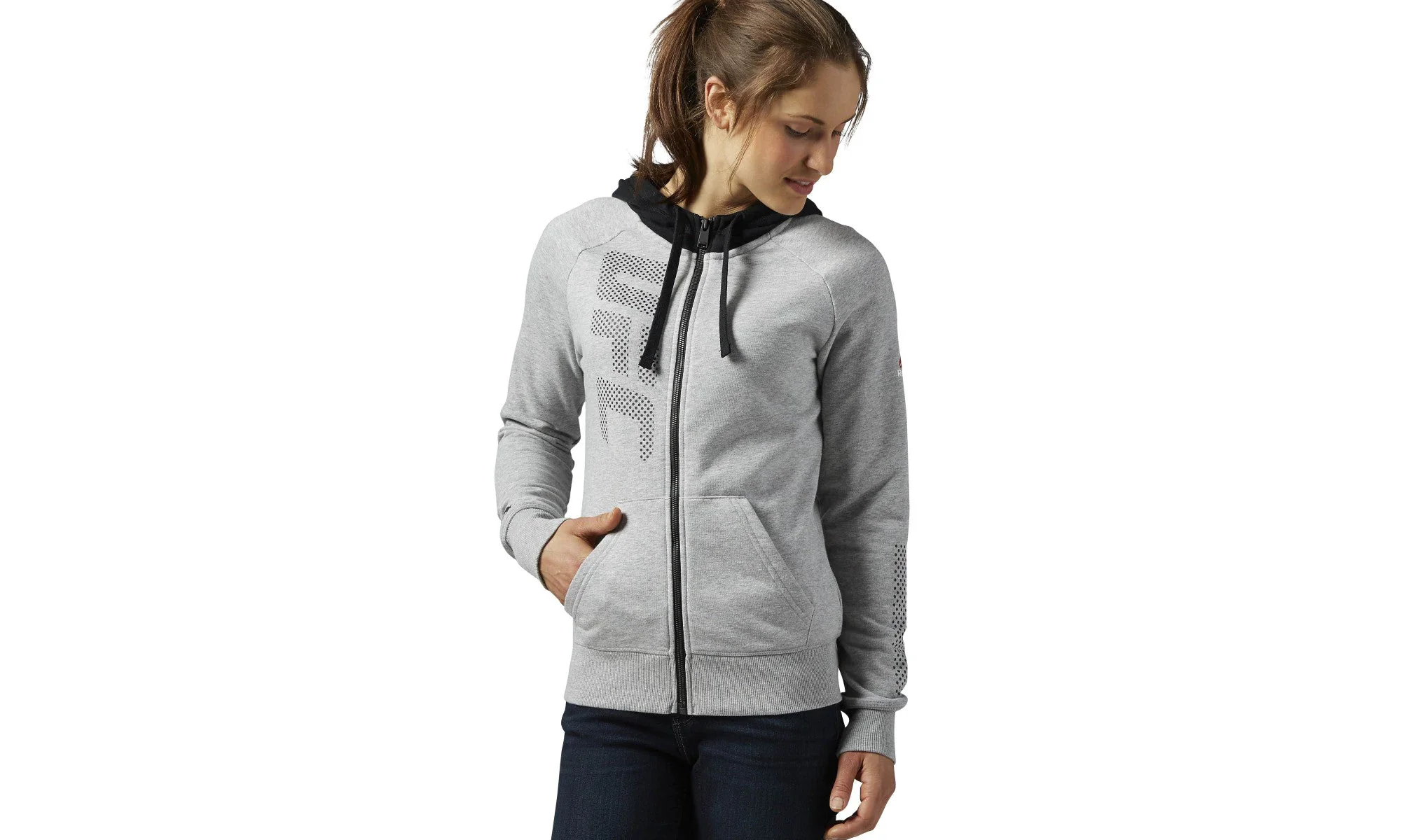 UFC UFAN Full Zip Hoody WMNS "Mid Grey Heather" AJ4471