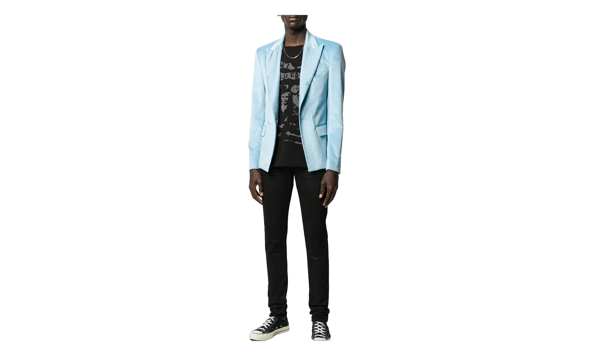 Velvet Blazer Sport Coat "Light Blue" Y0M12174VE LIB - Image 2