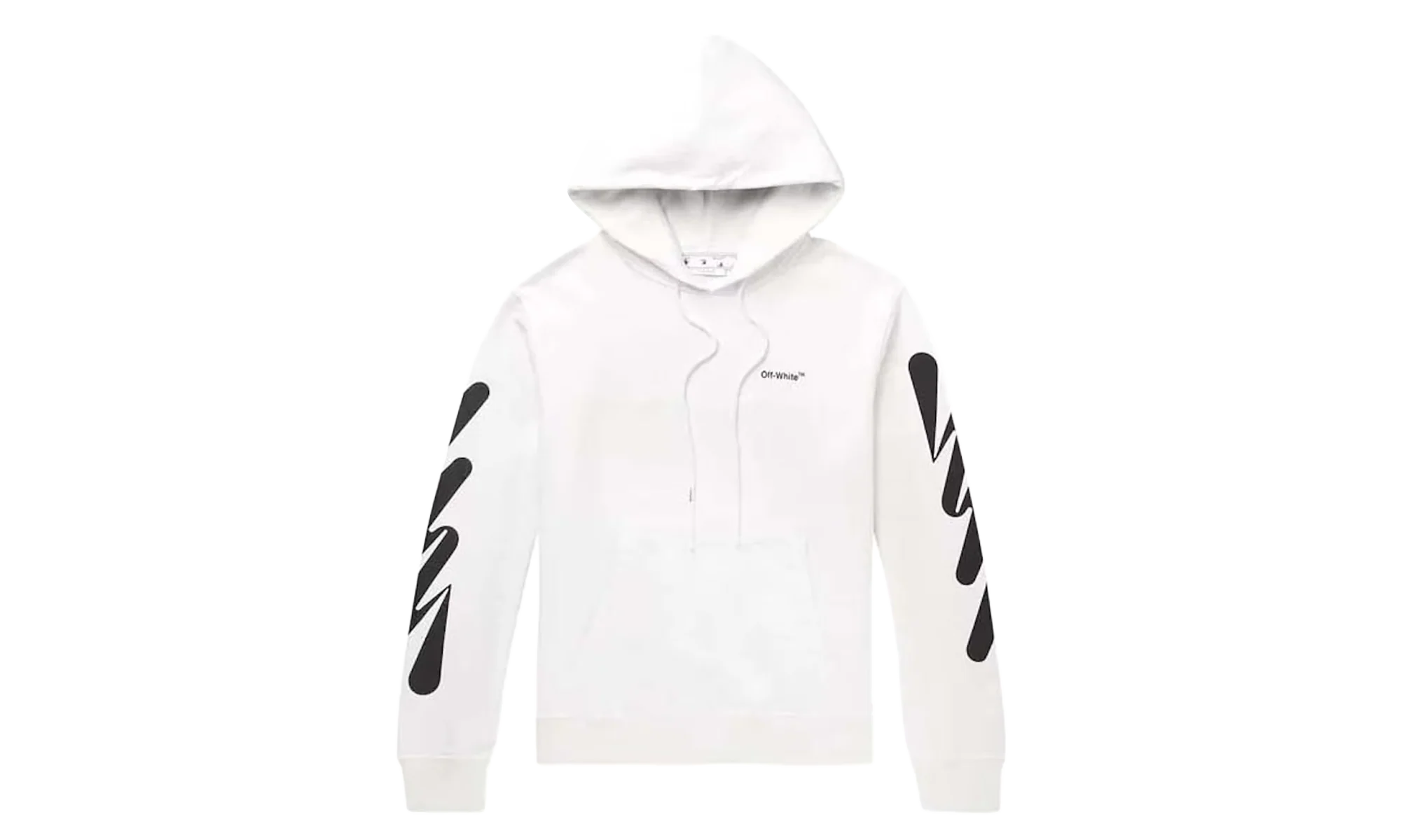 Wave Diagonal Slim Hoodie "White / Black" UKRNJQZT