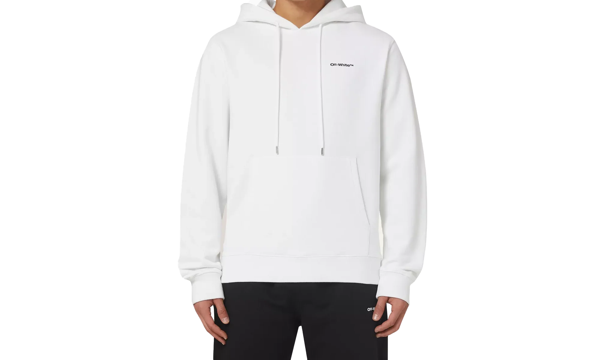 Wave Outline Diagonal Slim Hoodie "White / Black" G95QE0O5